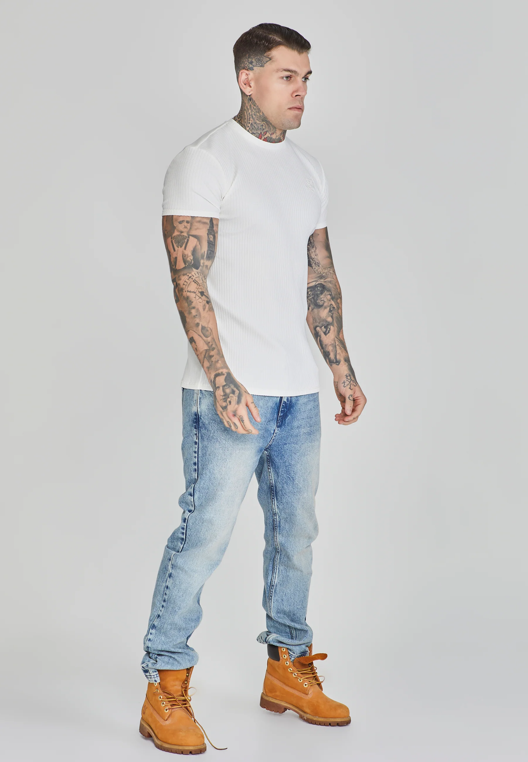 White Ribbed T-Shirt - Image 4