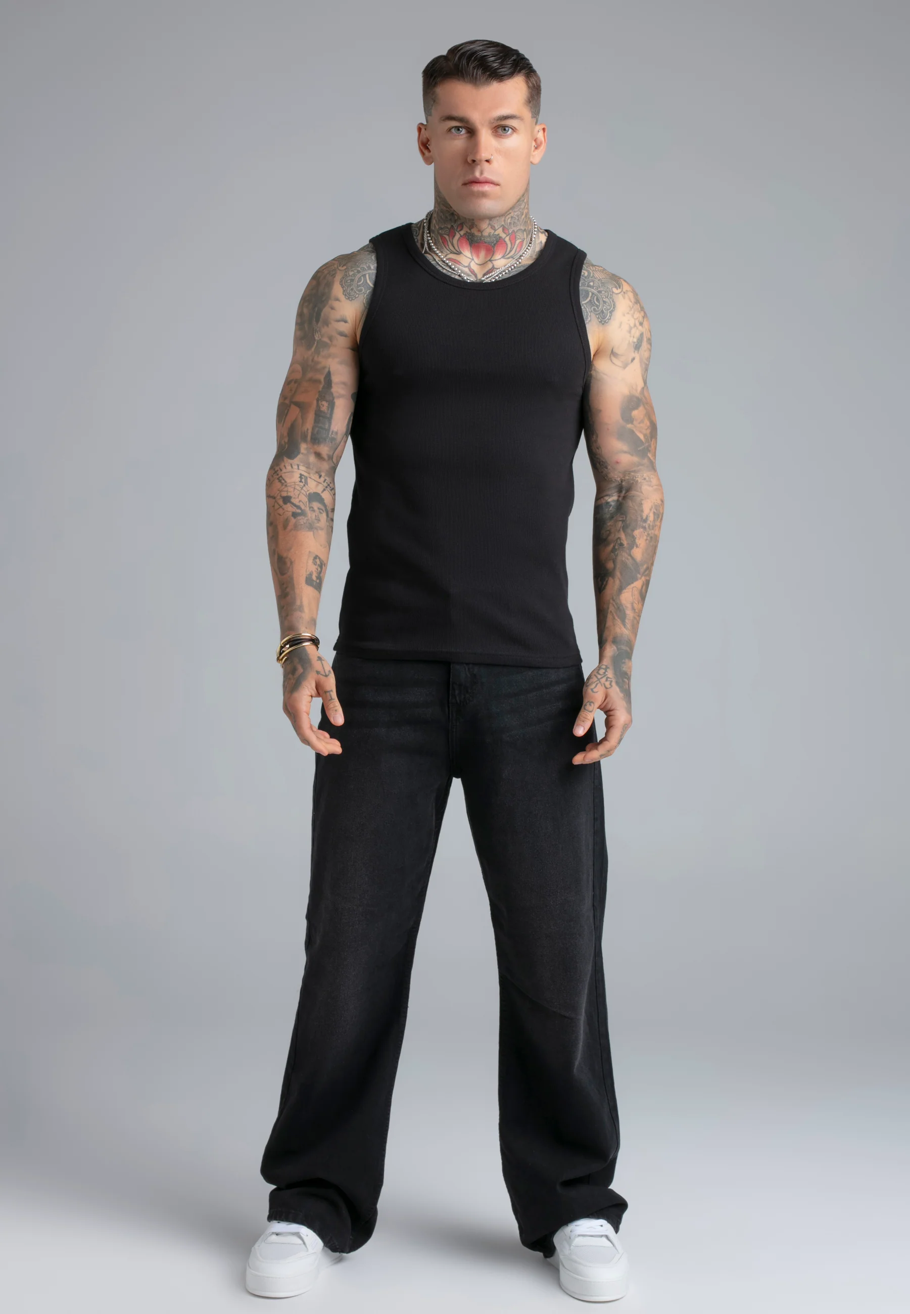 Black Ribbed Vest - Image 3