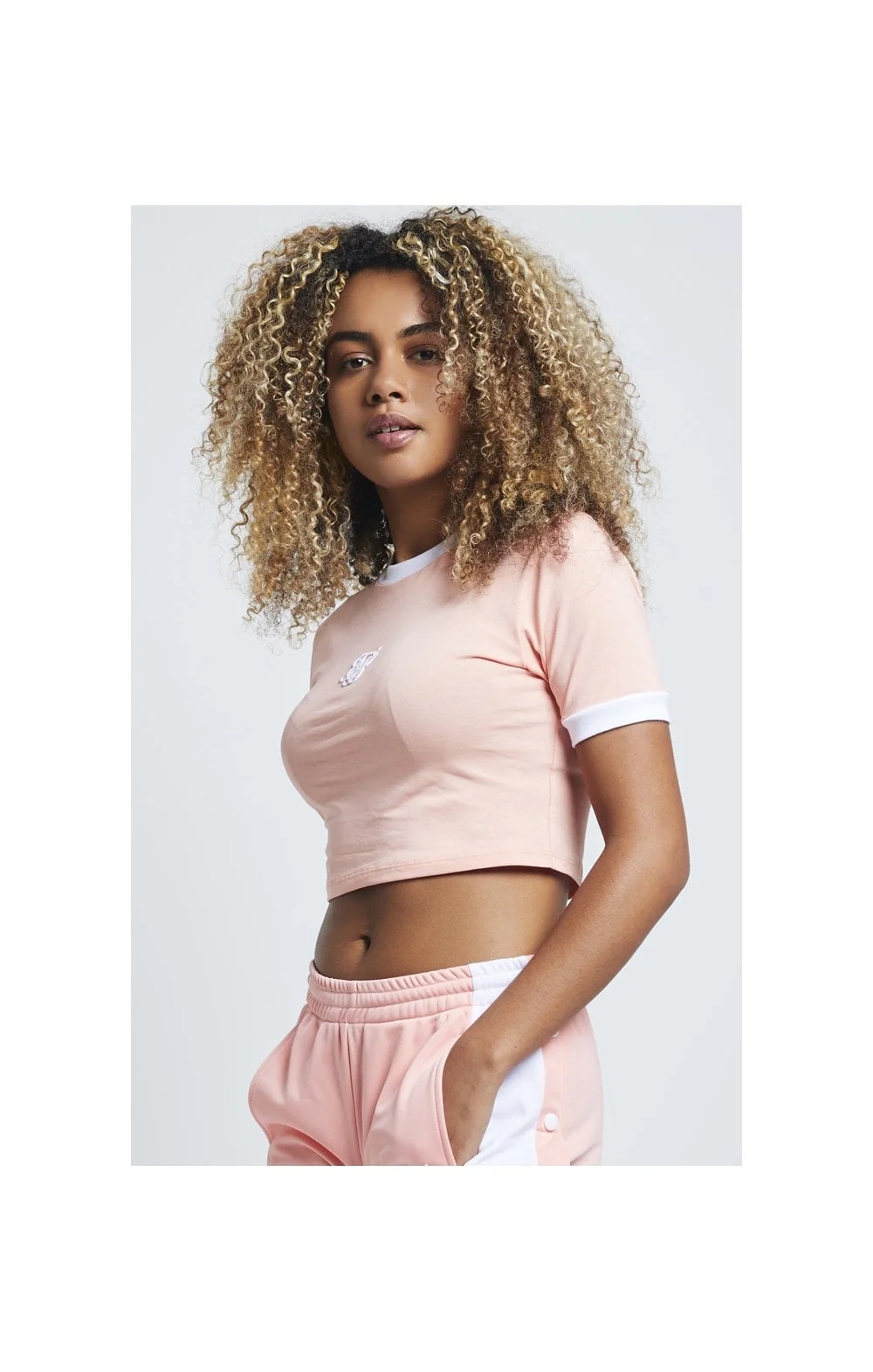SikSilk Ringer Crop Tee – Apricot Blush