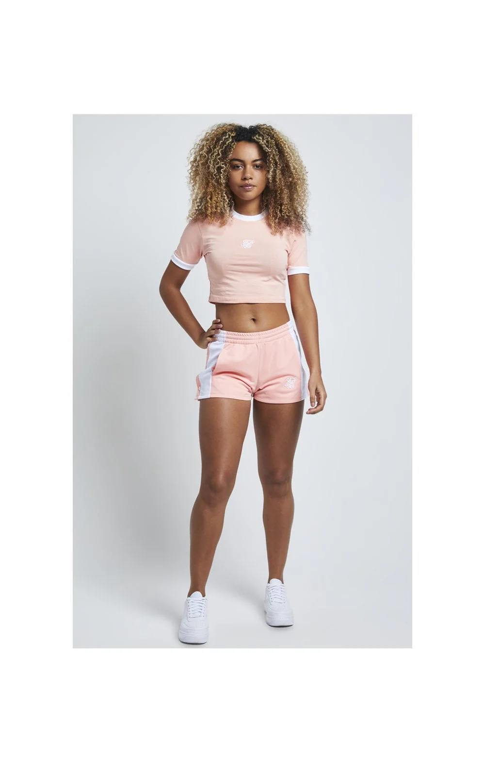 SikSilk Ringer Crop Tee – Apricot Blush - Image 3