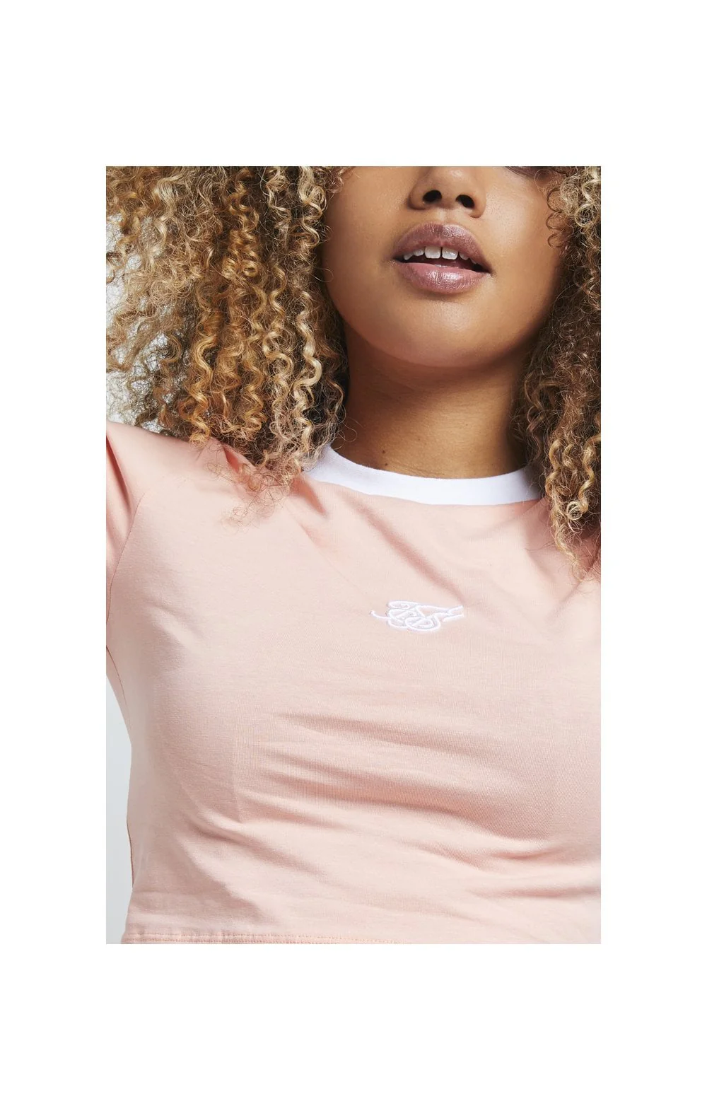 SikSilk Ringer Crop Tee – Apricot Blush - Image 6
