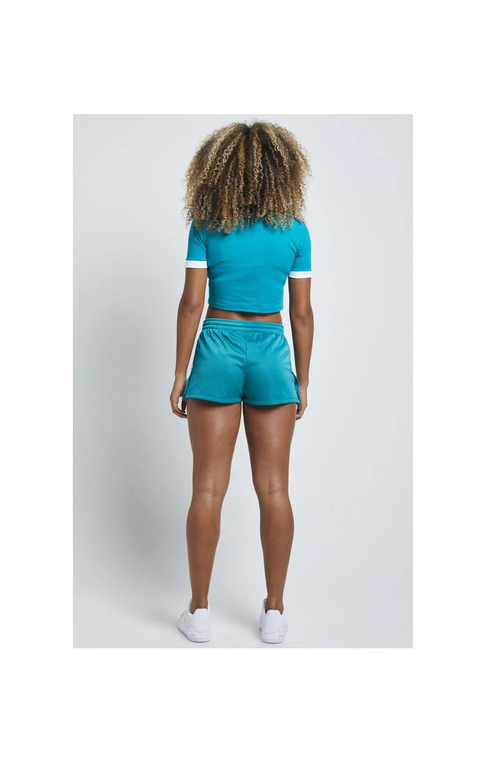 SikSilk Ringer Crop Tee – Deep Peacock Blue - Image 5