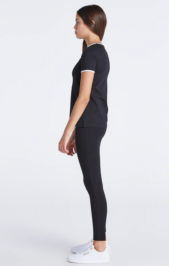 Girls Black Ringer T-Shirt - Image 8