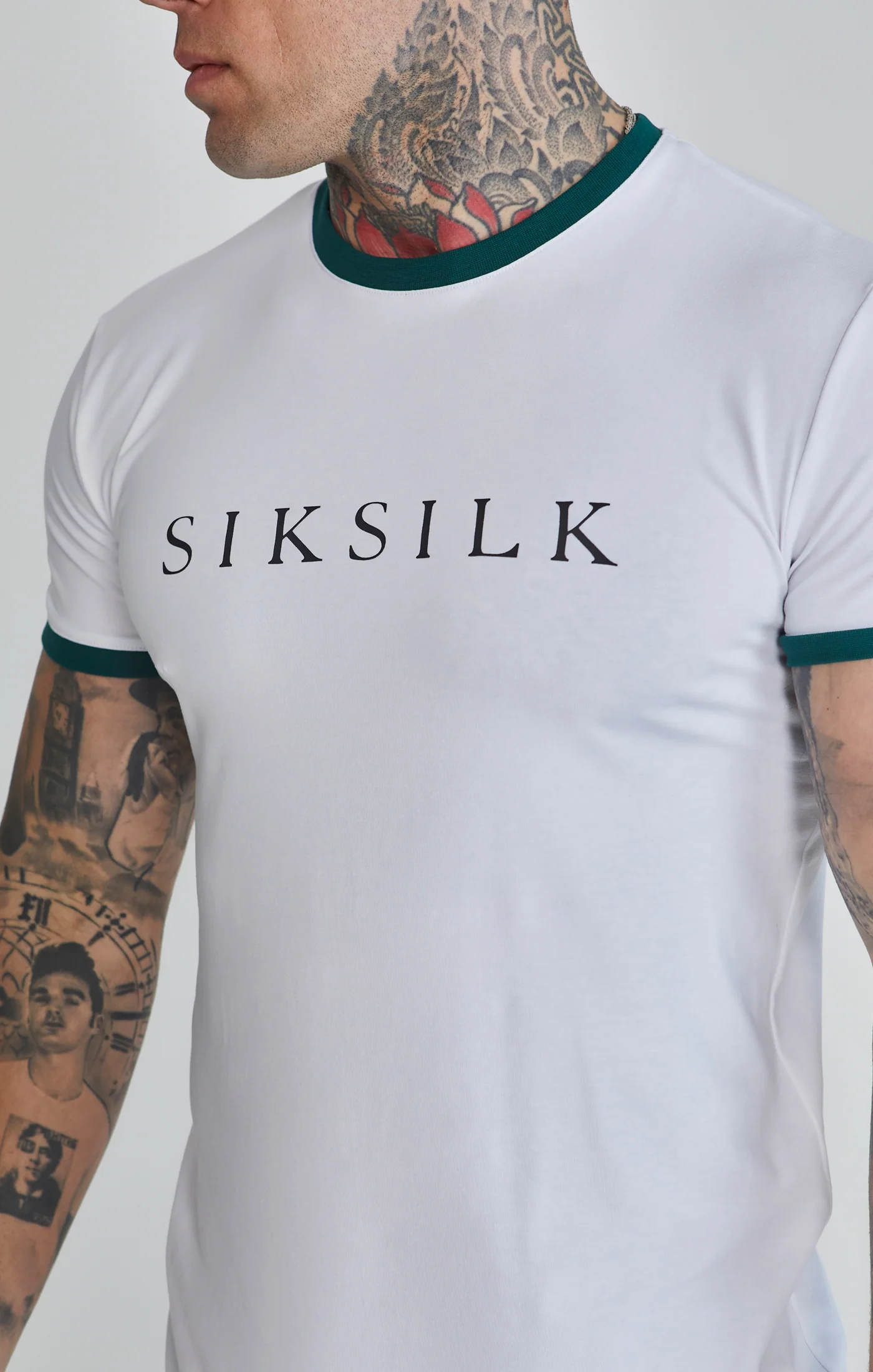 White Green Ringer T-Shirt - Image 3
