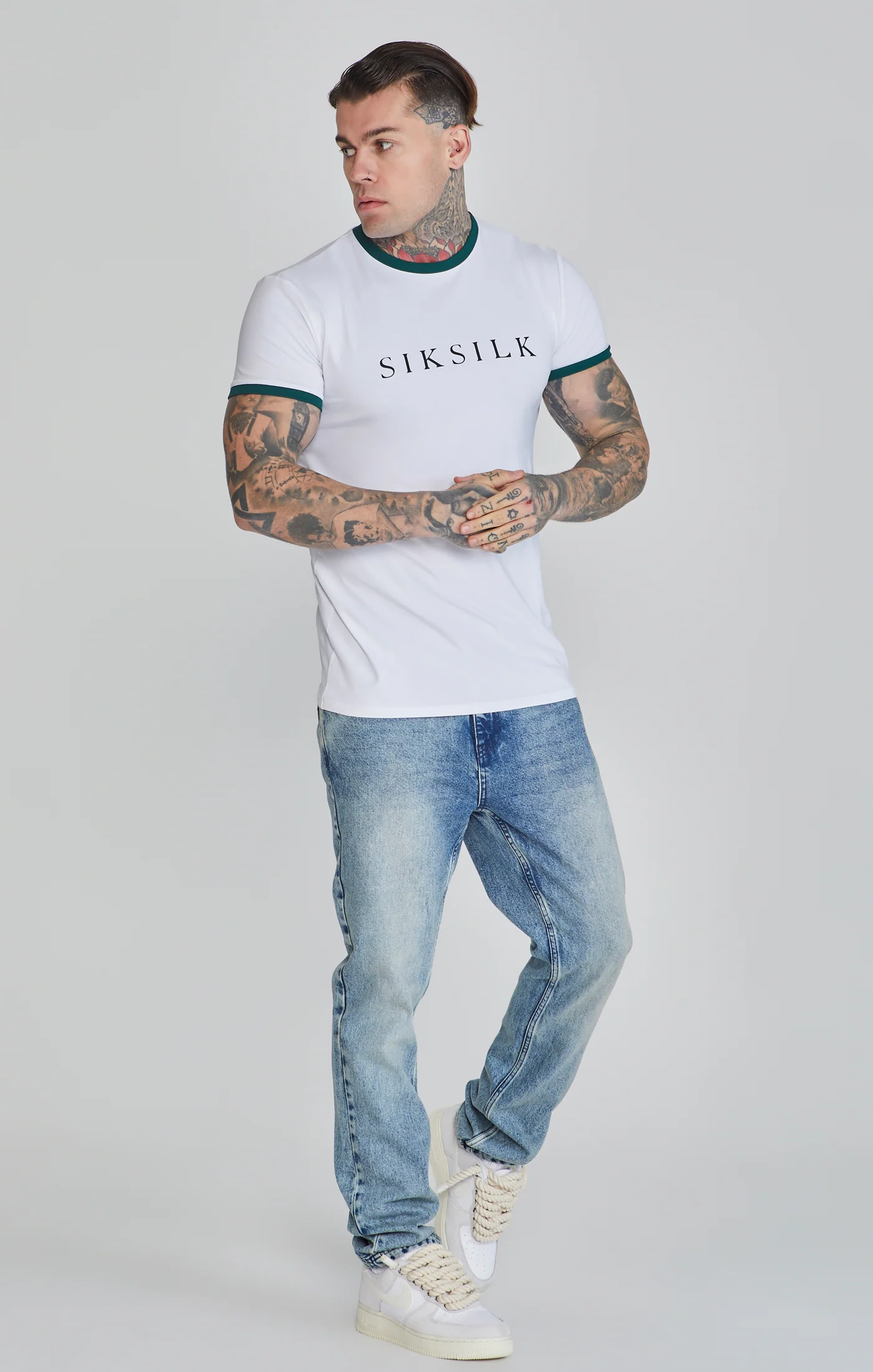 White Green Ringer T-Shirt - Image 4