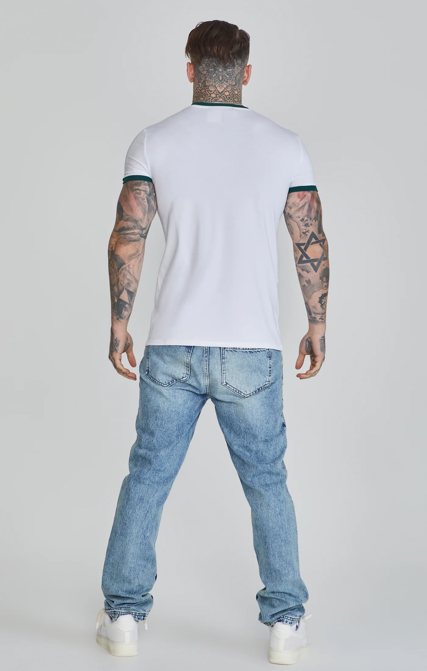 White Green Ringer T-Shirt - Image 5