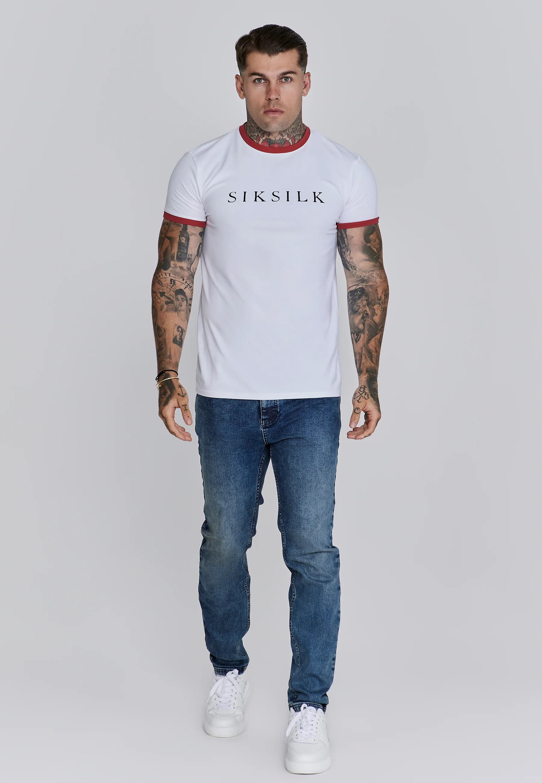 White Red Ringer T-Shirt - Image 2