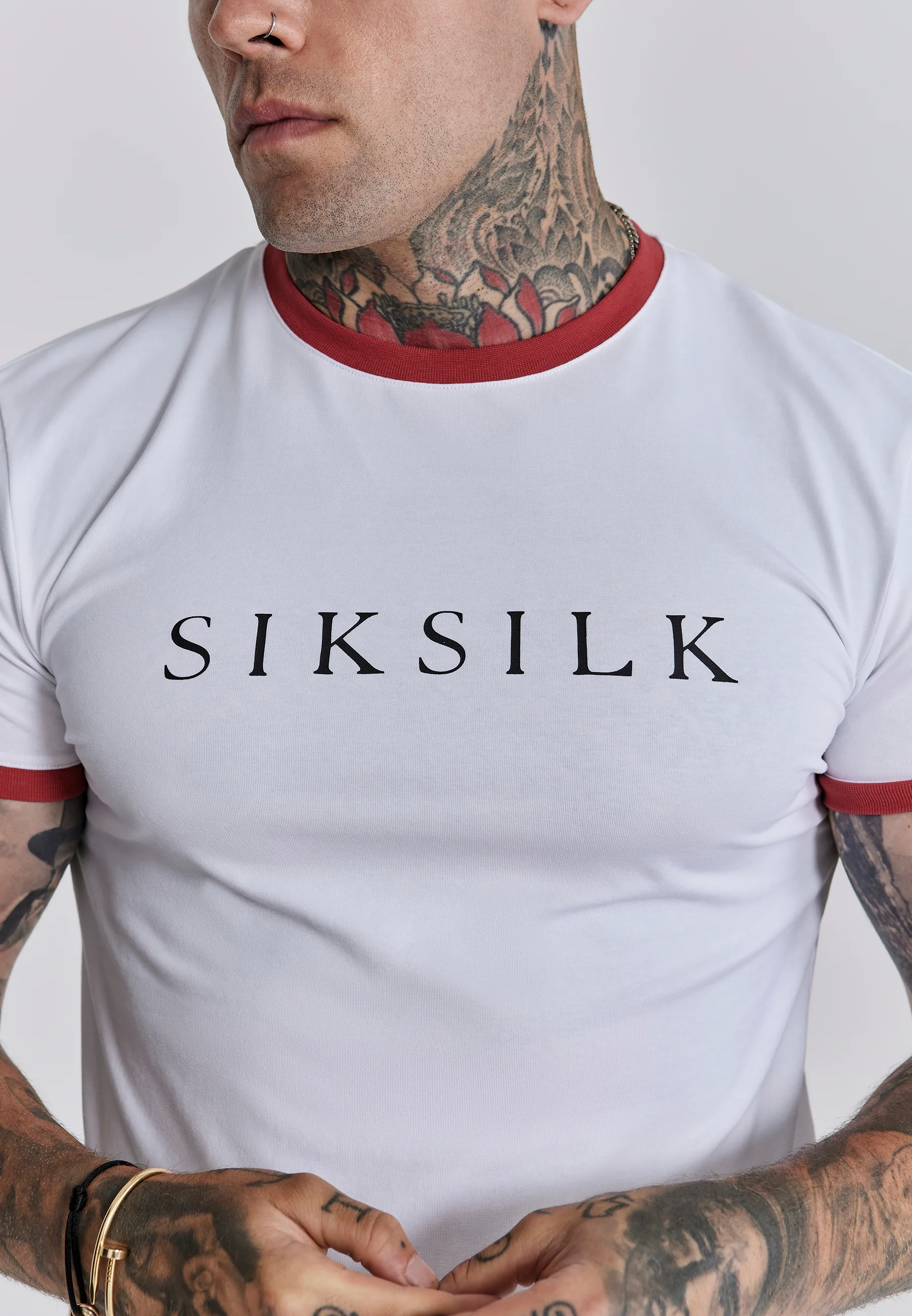 White Red Ringer T-Shirt - Image 3