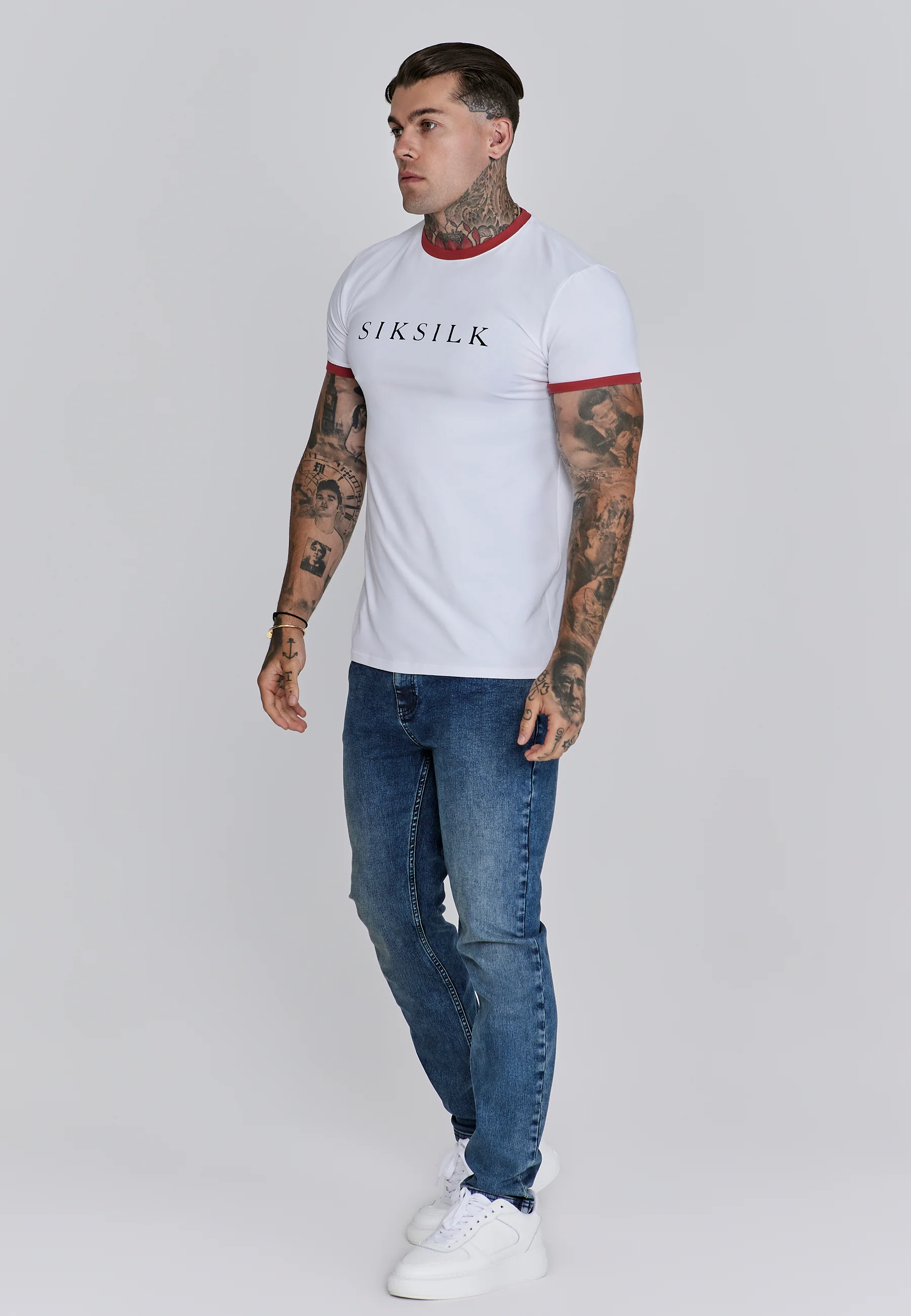 White Red Ringer T-Shirt - Image 4