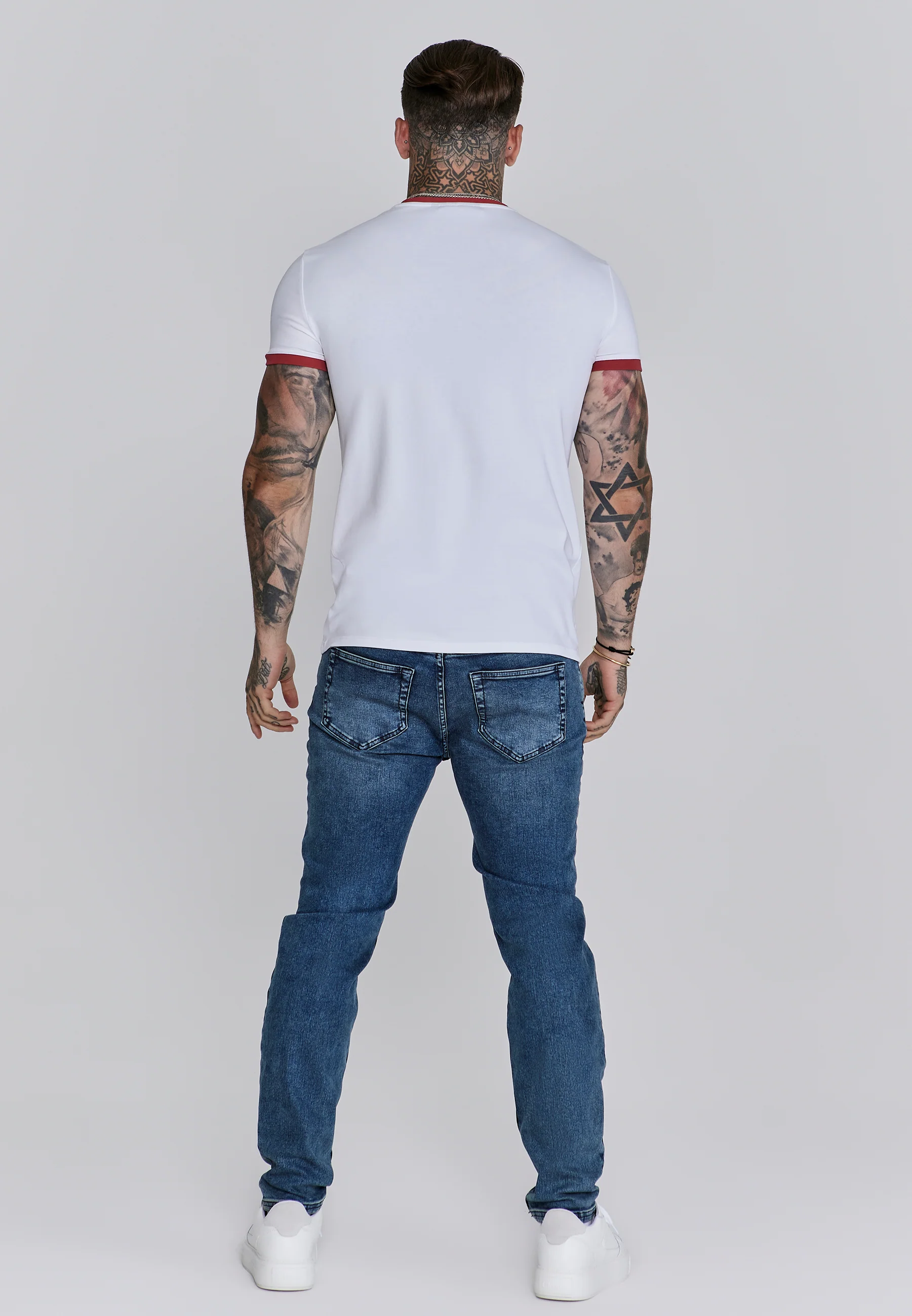 White Red Ringer T-Shirt - Image 5