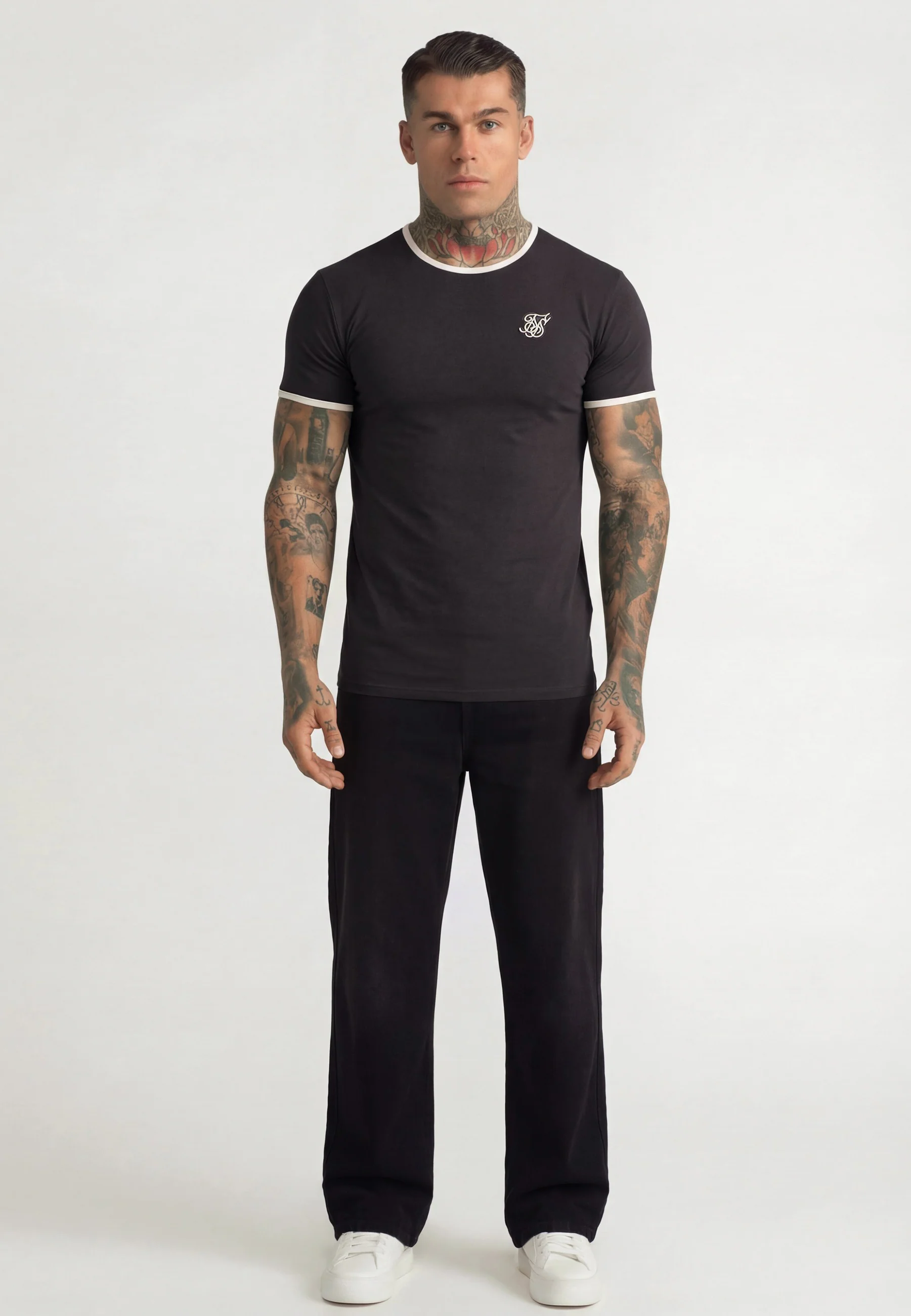 Grey and Ecru Ringer T-Shirt - Image 3