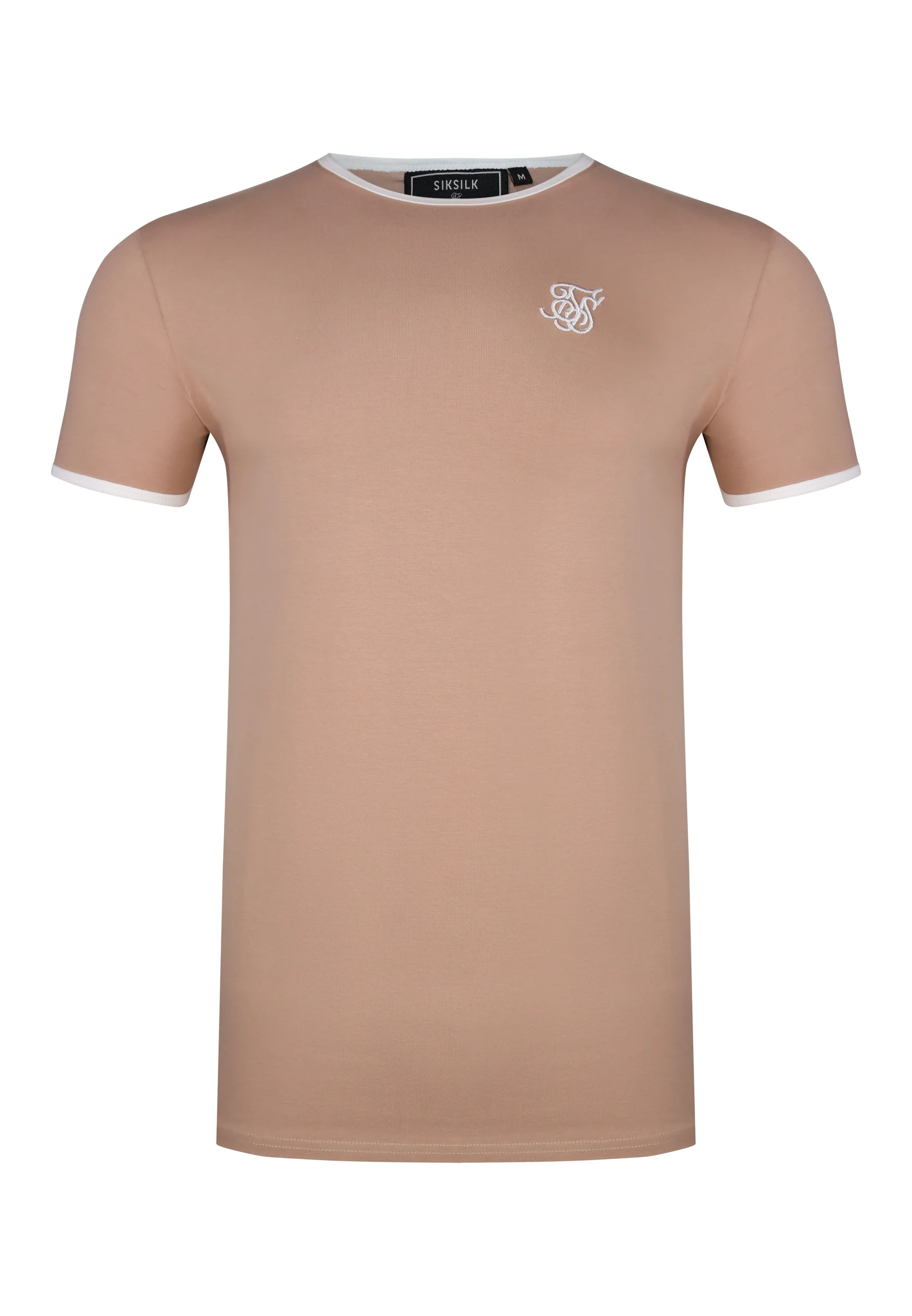 Beige and White Ringer T-Shirt - Image 6