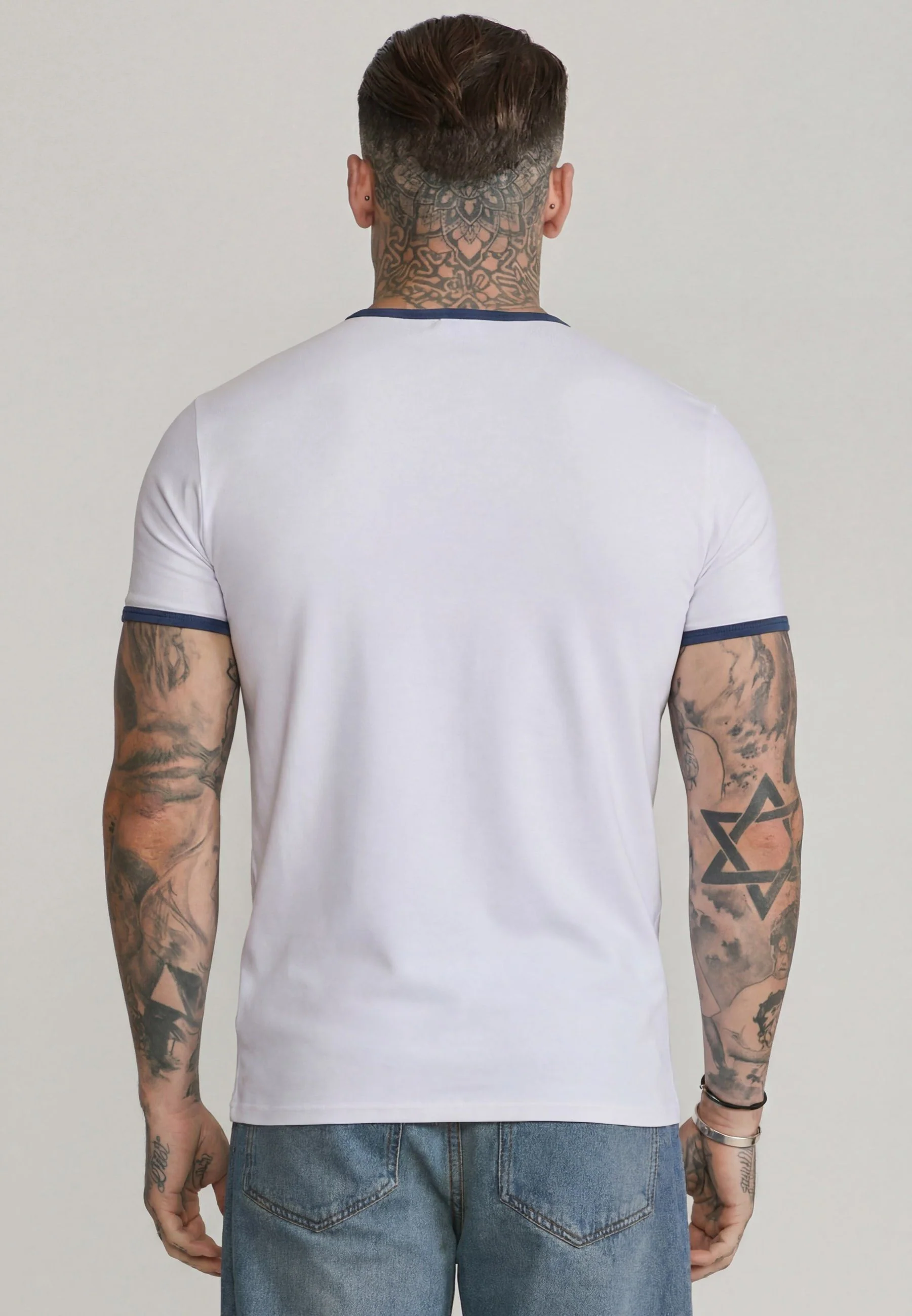 White and Blue Ringer T-Shirt - Image 5