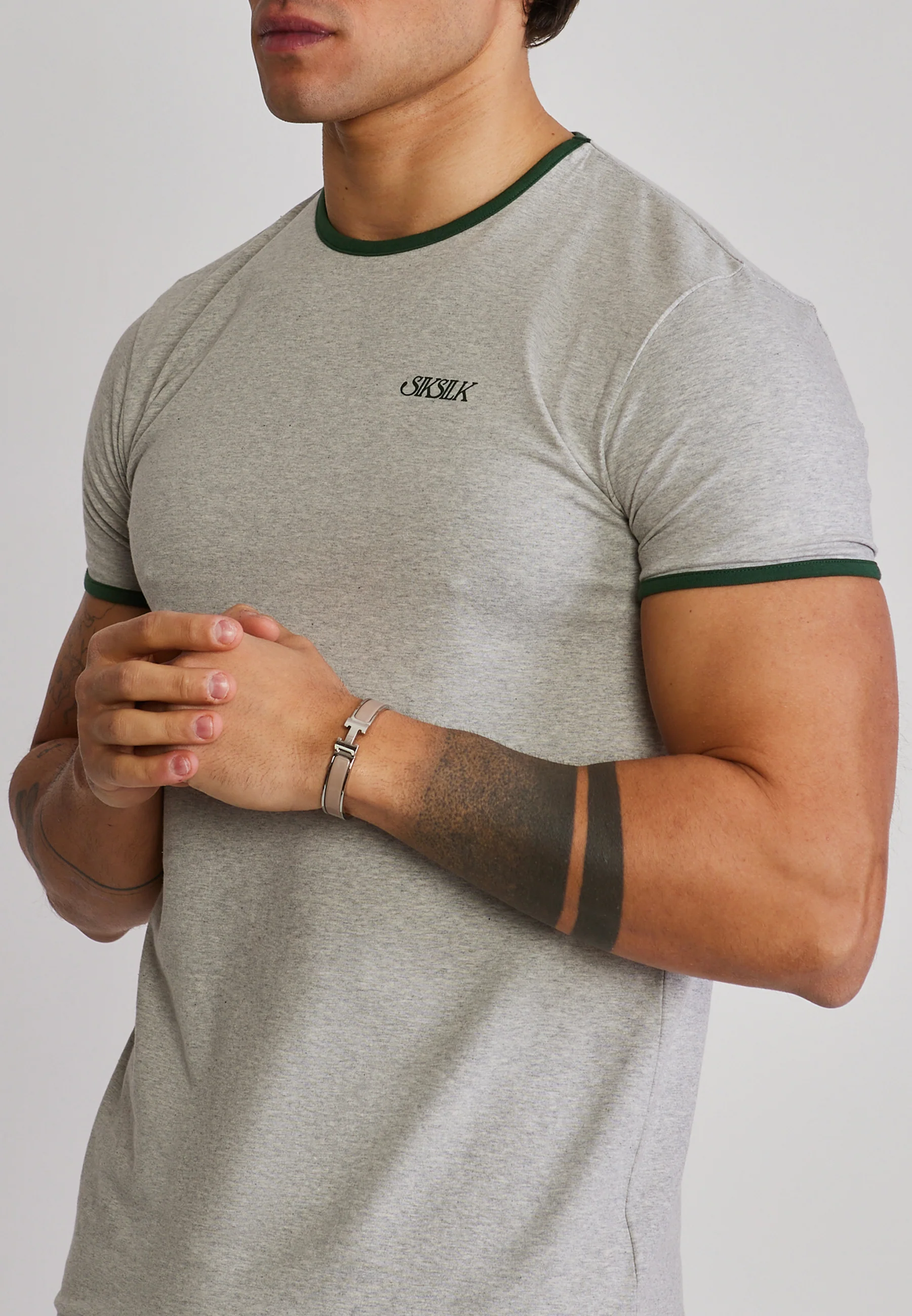Grey Marl Ringer T-Shirt - Image 2
