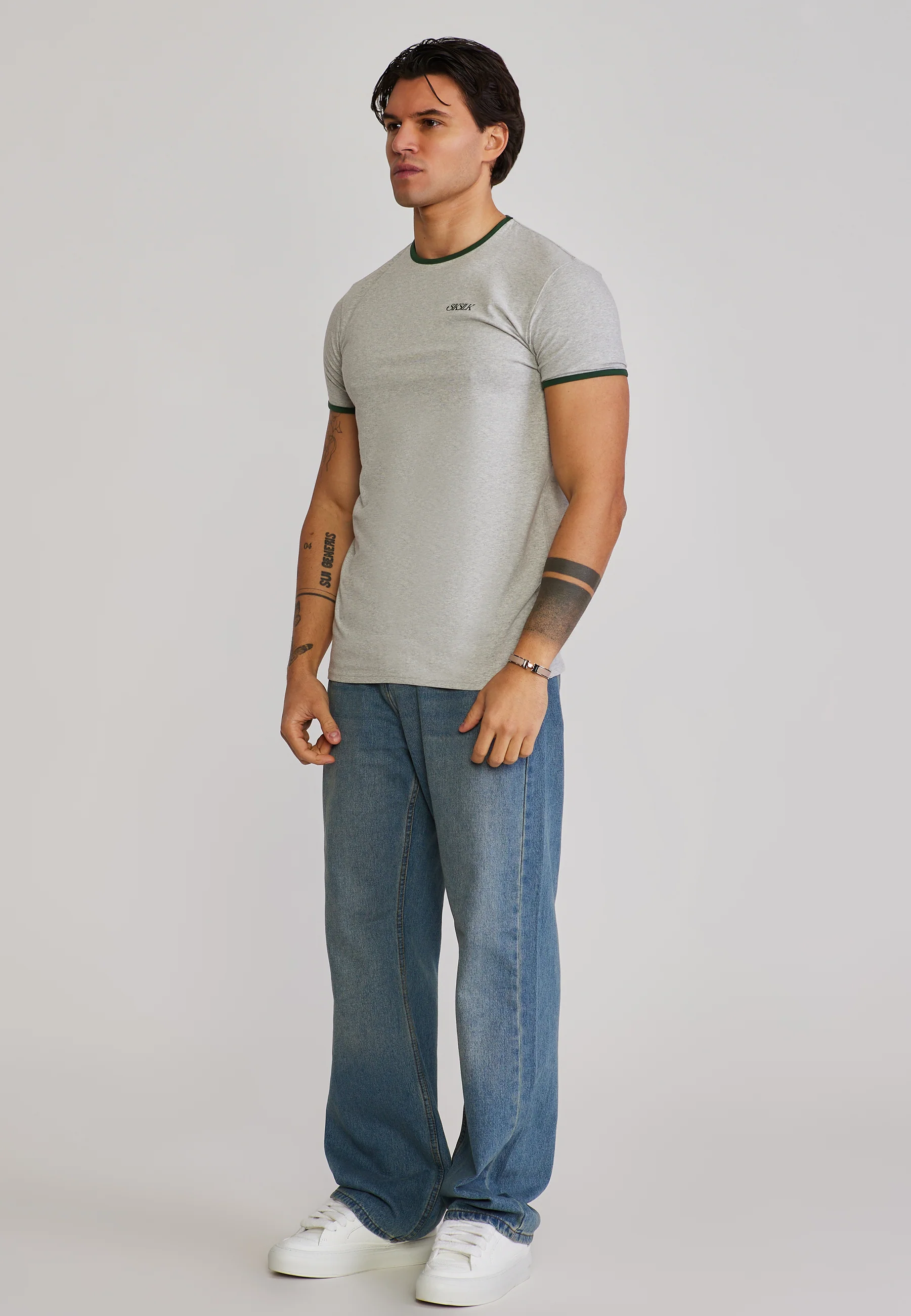 Grey Marl Ringer T-Shirt - Image 4