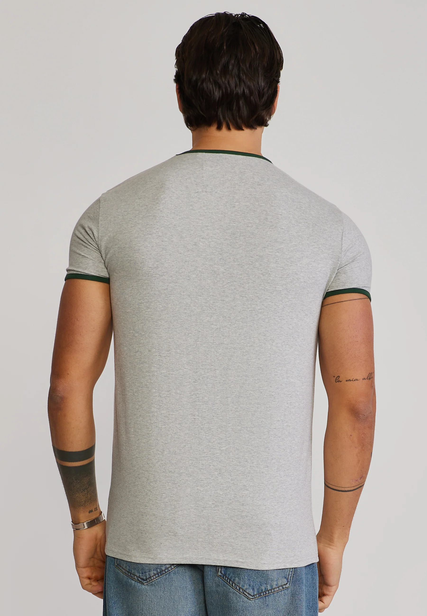 Grey Marl Ringer T-Shirt - Image 5