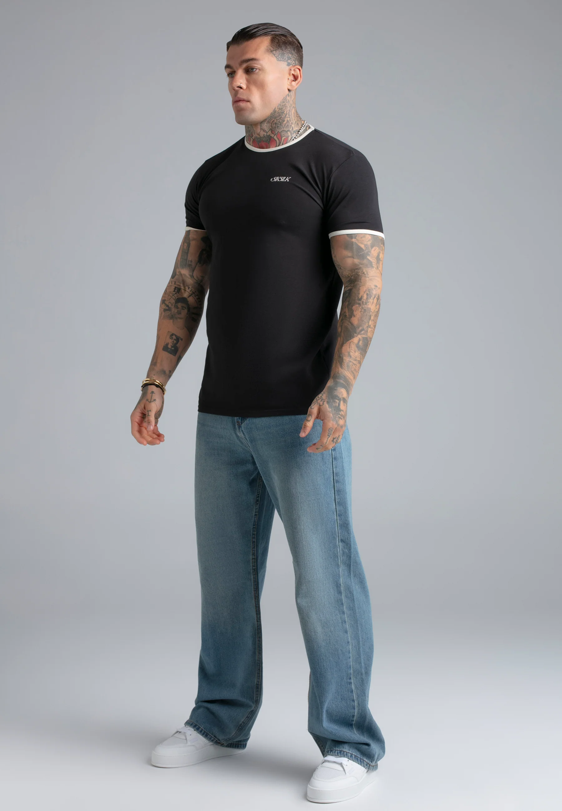 Black Ringer T-Shirt - Image 4