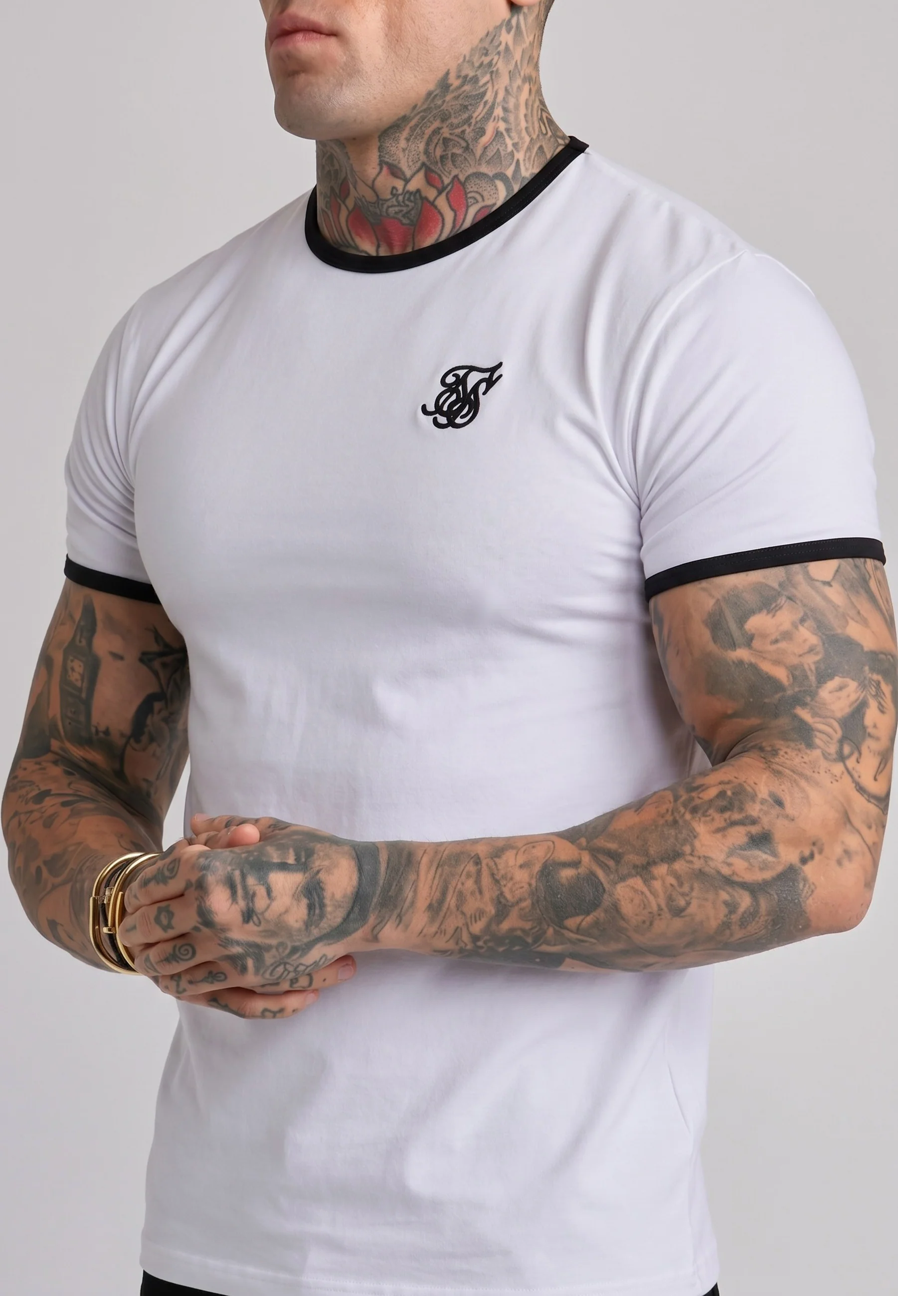 White and Black Ringer T-Shirt - Image 2