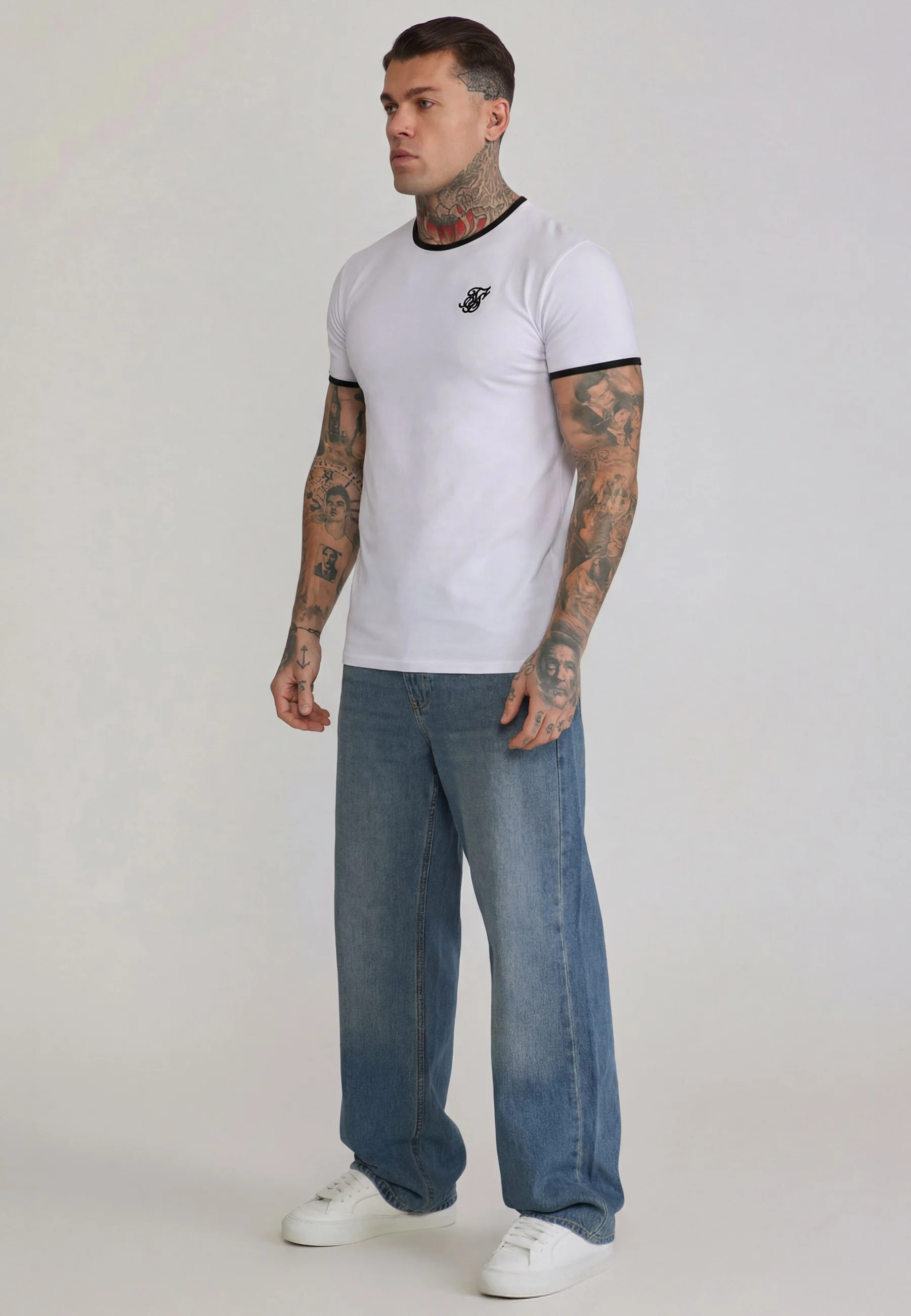 White and Black Ringer T-Shirt - Image 4