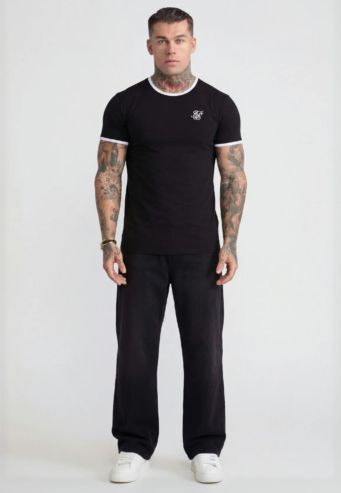 Black and White Ringer T-Shirt - Image 3