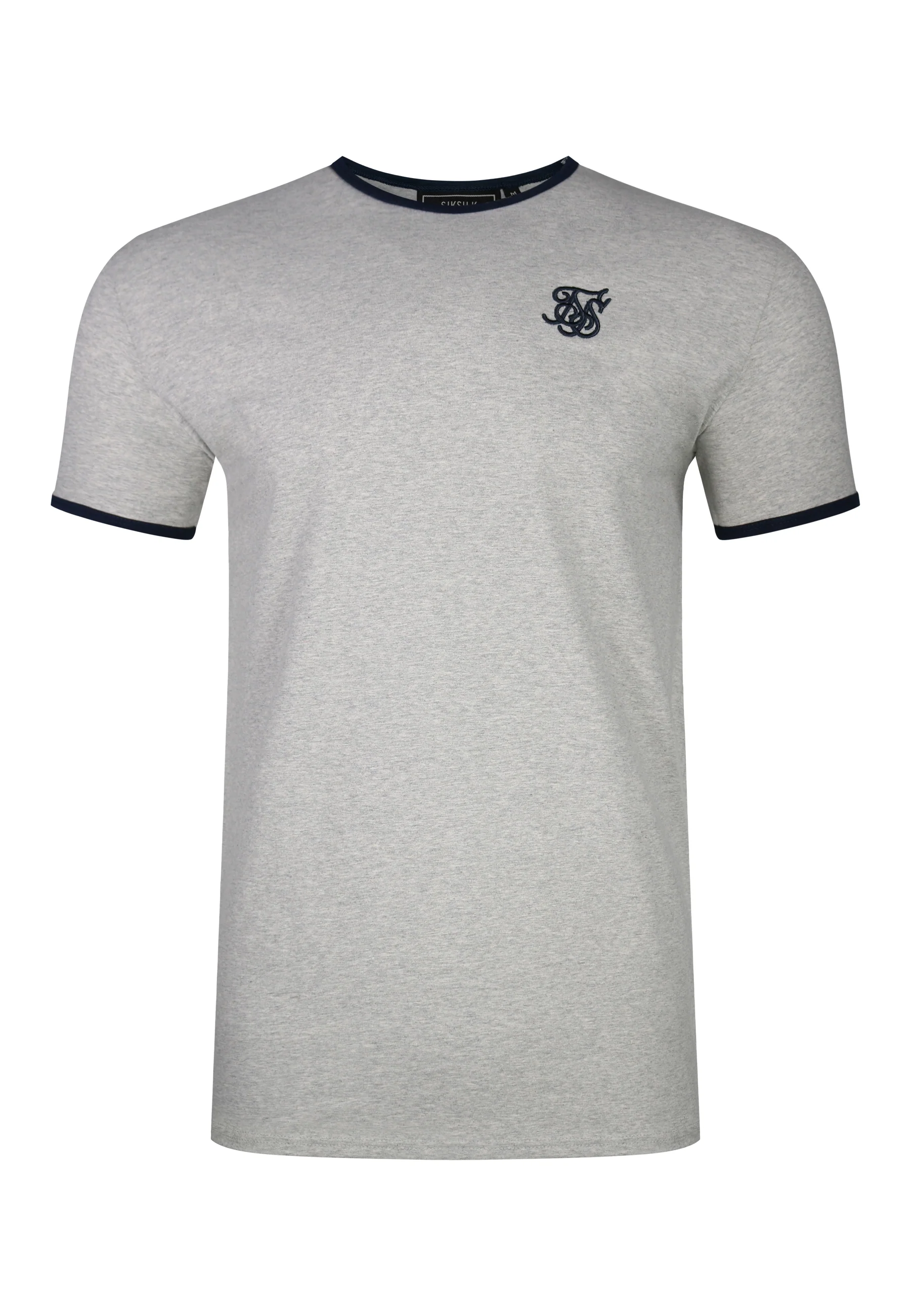 Grey Marl and Navy Ringer T-Shirt - Image 6