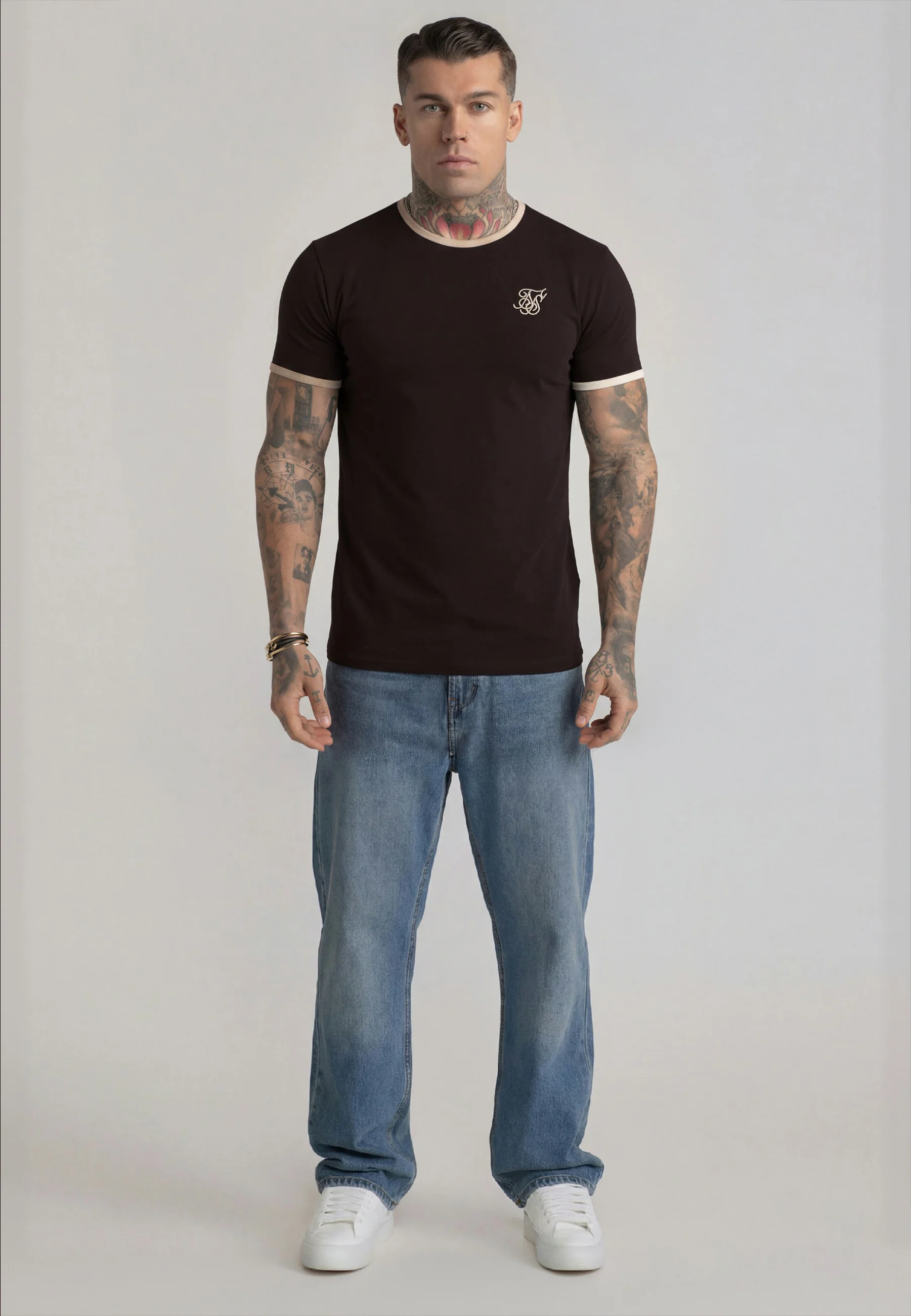 Brown and Stone Ringer T-Shirt - Image 3