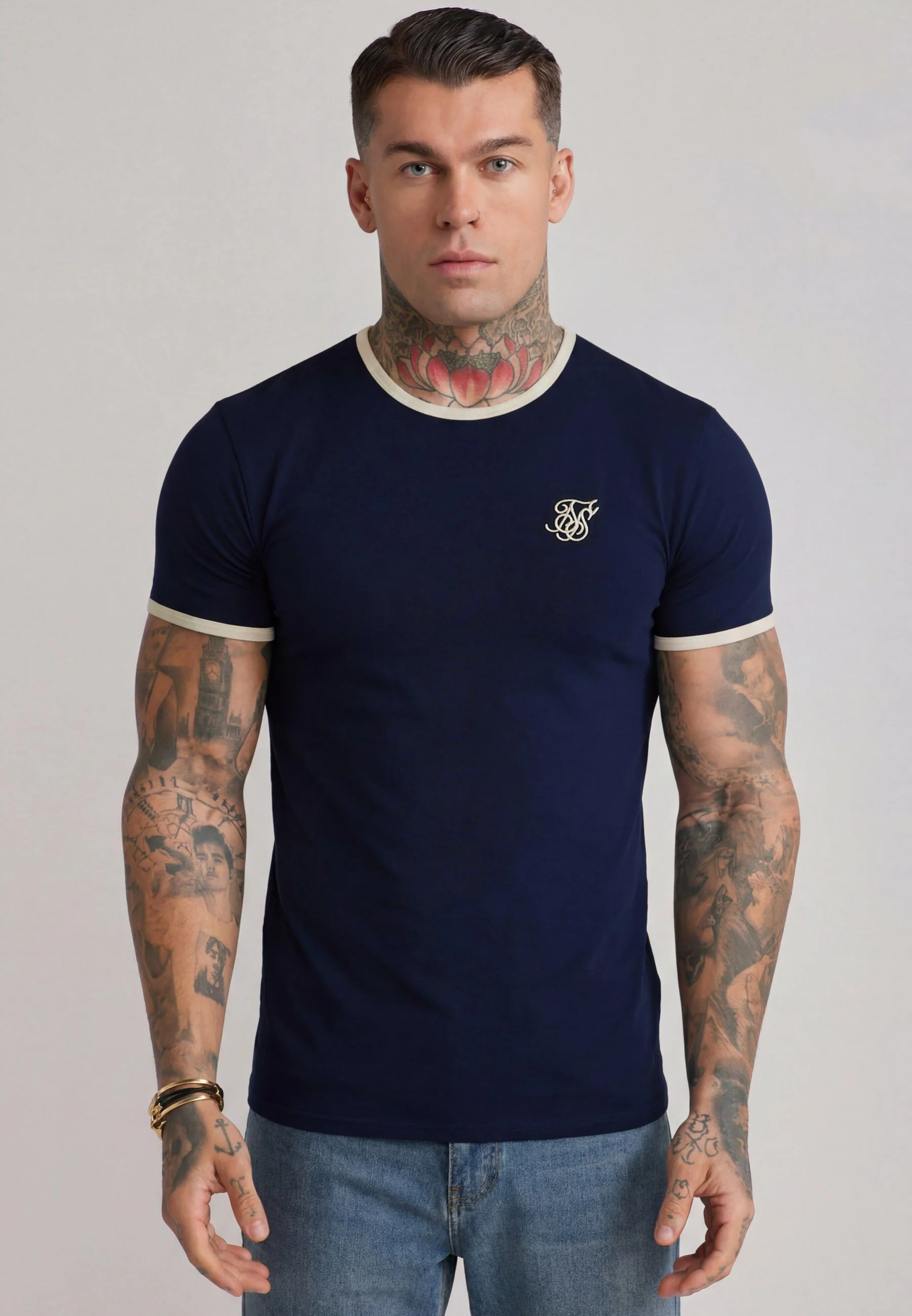 Navy and Ecru Ringer T-Shirt