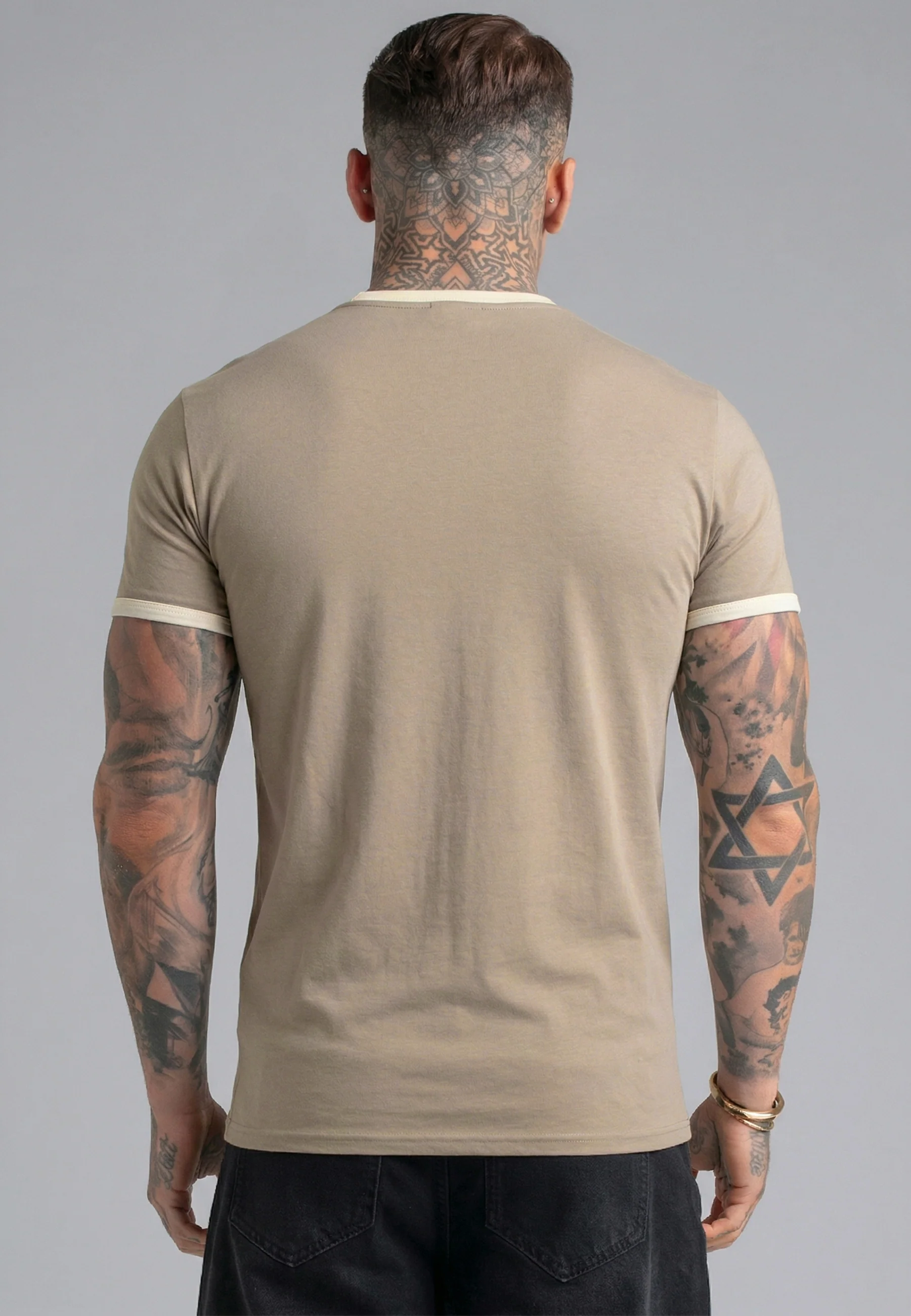 Stone and Ecru Ringer T-Shirt - Image 5