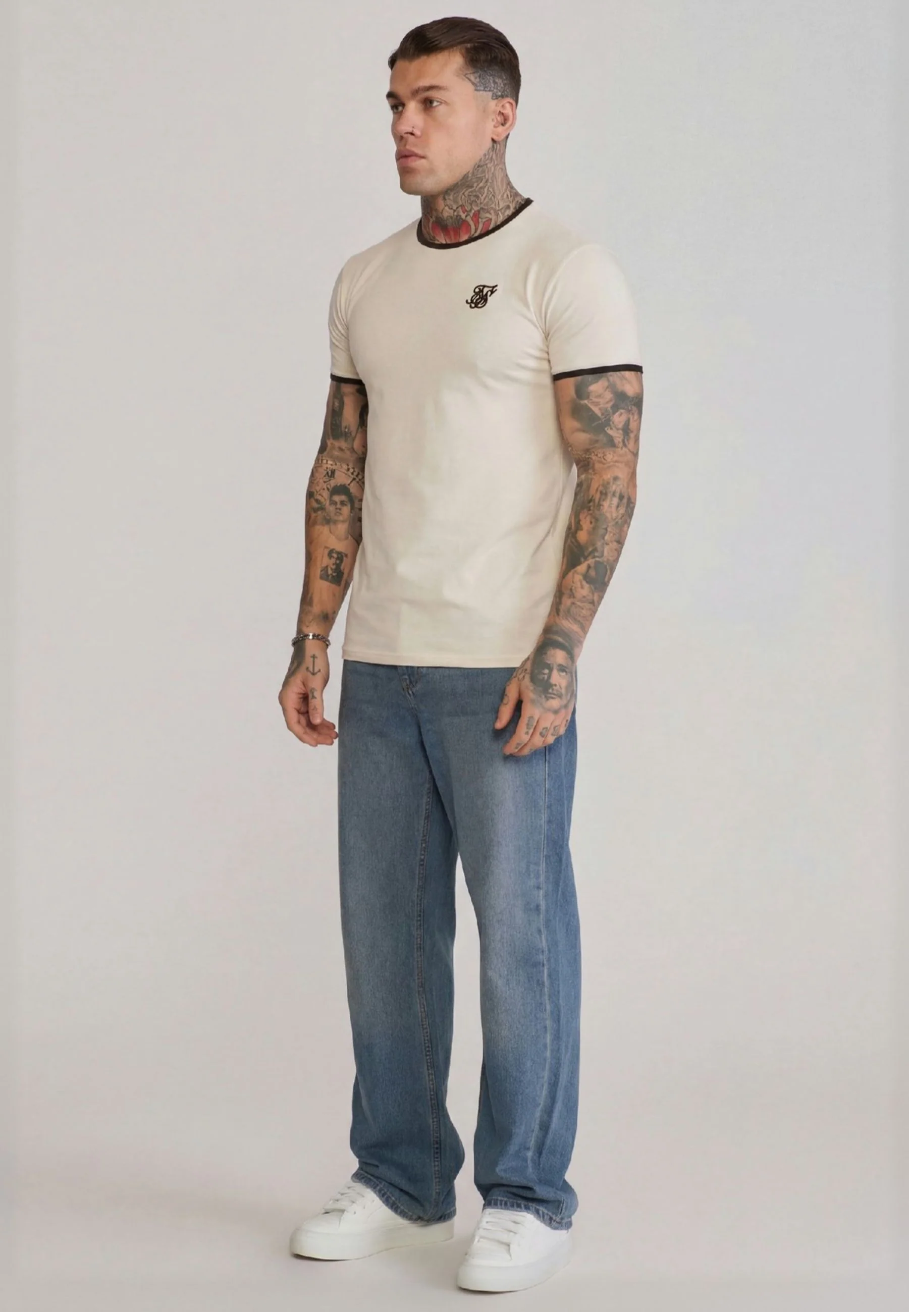 Ecru and Brown Ringer T-Shirt - Image 4