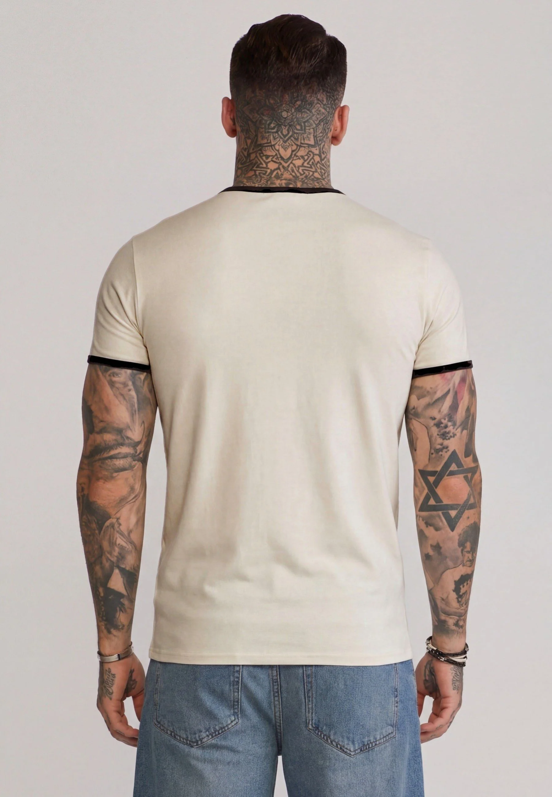 Ecru and Brown Ringer T-Shirt - Image 5
