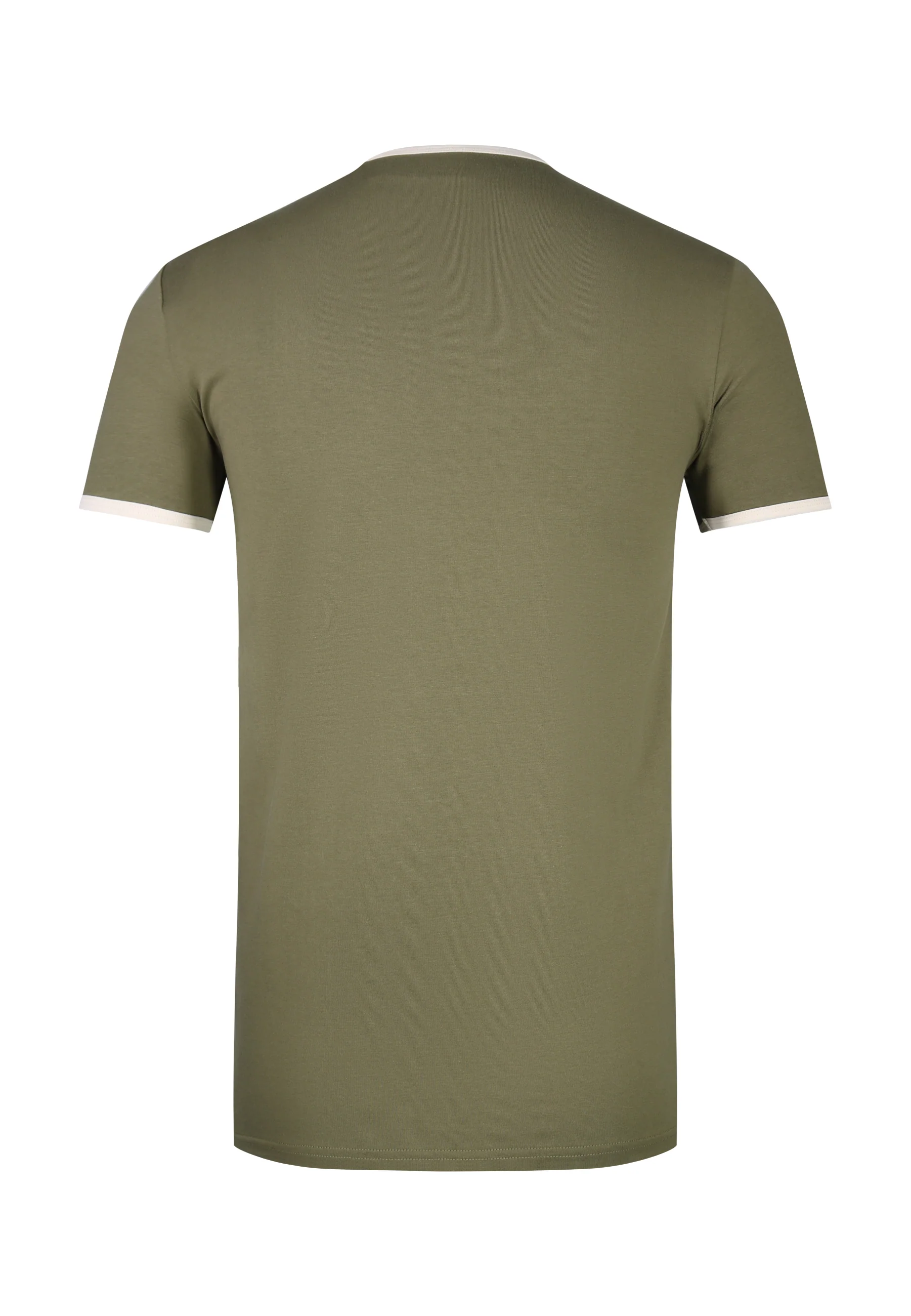 Khaki Green and Ecru Ringer T-Shirt - Image 7
