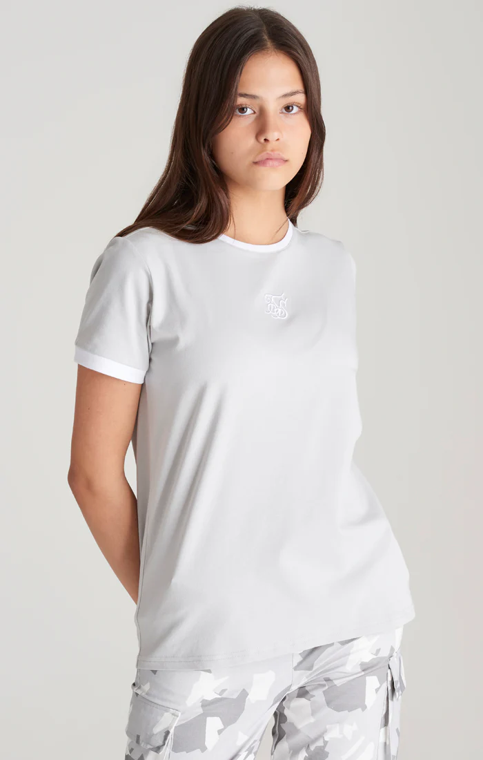 Girls Grey Ringer T-Shirt - Image 2