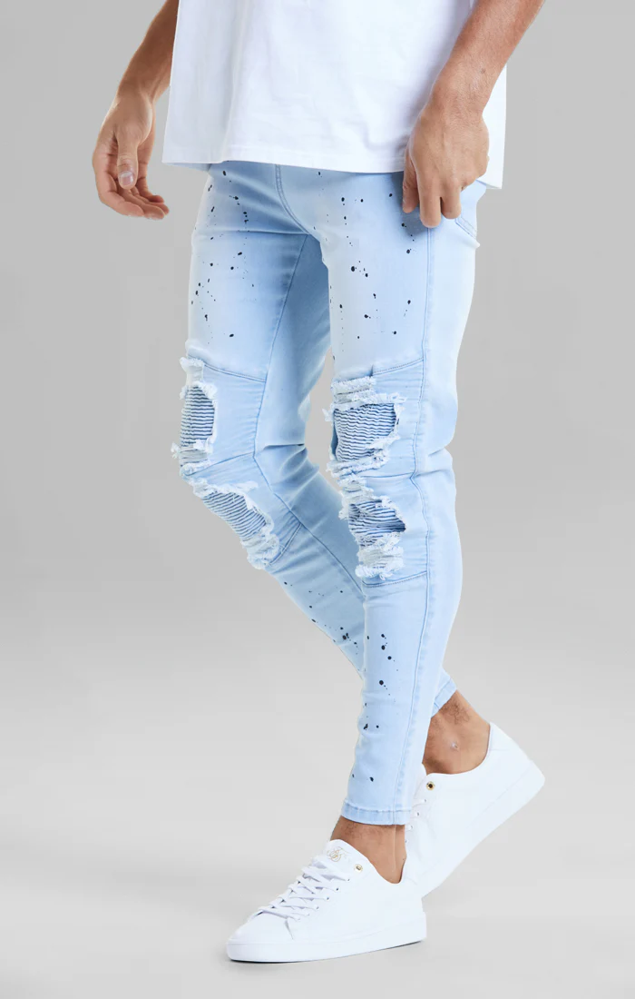 Blue Washed Biker Jean