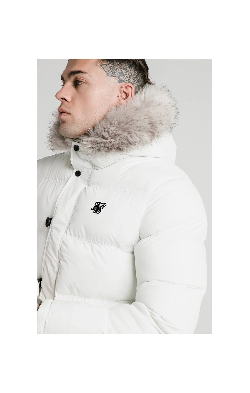 SikSilk Rip Stop Puff Parka - White - Image 3