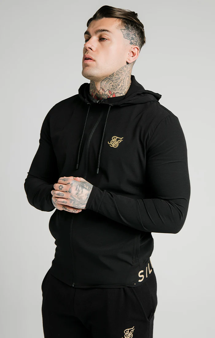 SikSilk RipStop Agility Zip Through Hoodie – Black