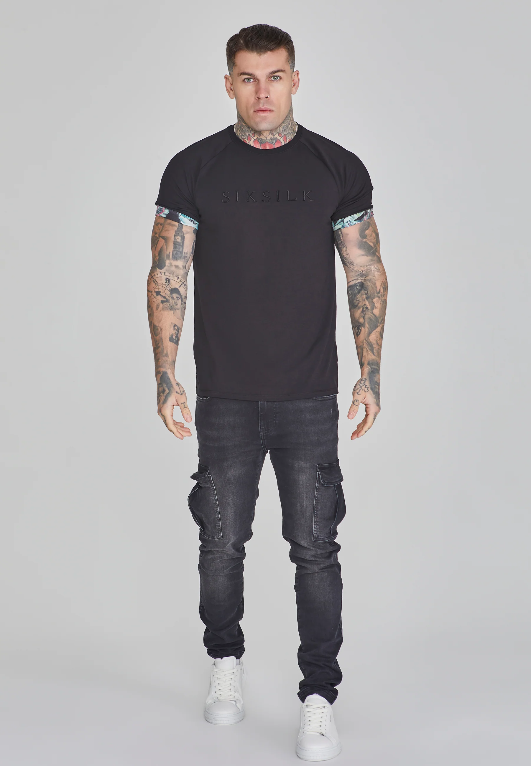 Black Roll Sleeve T-Shirt - Image 2