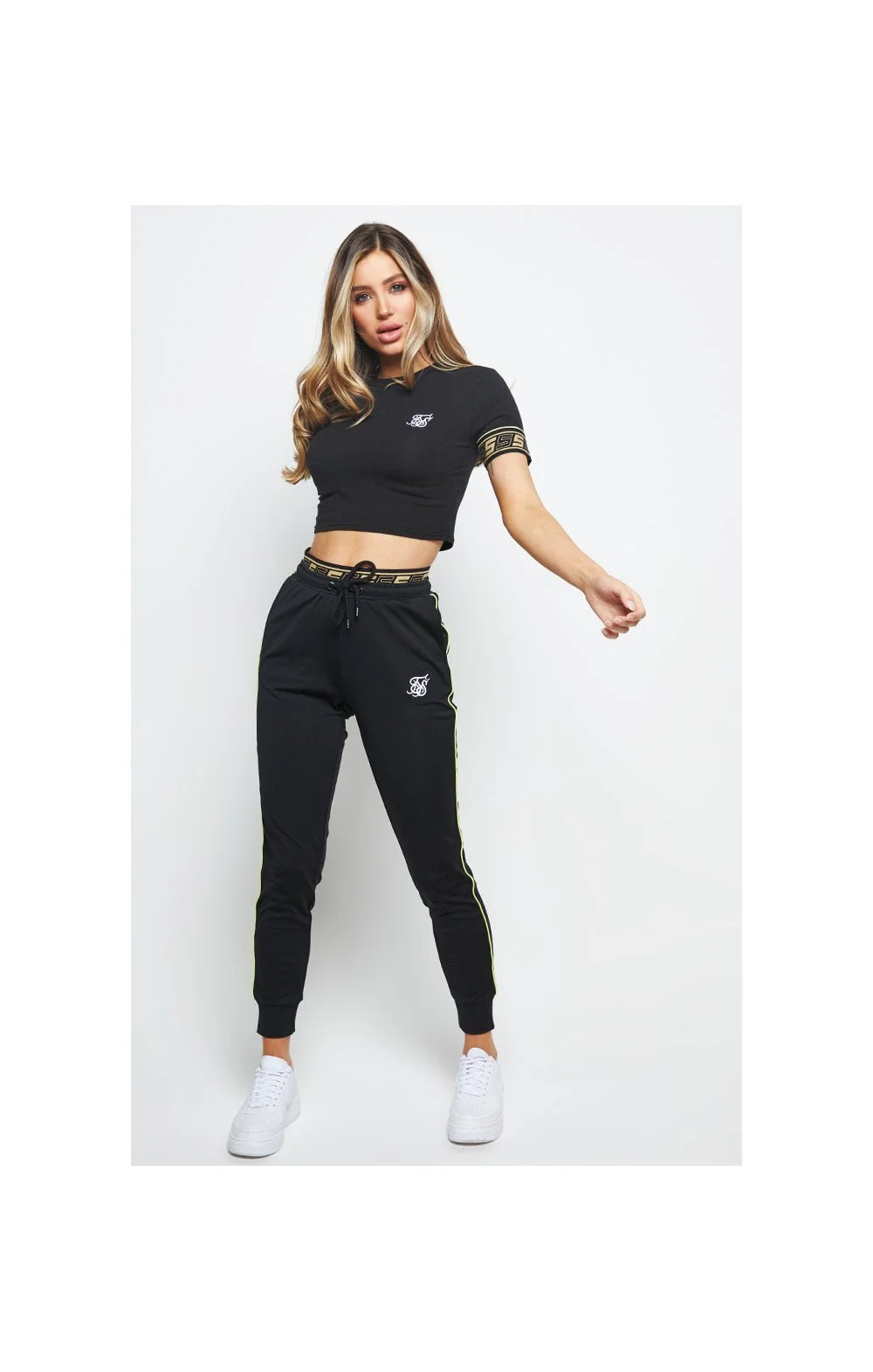 SikSilk Roma Tape Crop Tee – Black - Image 4