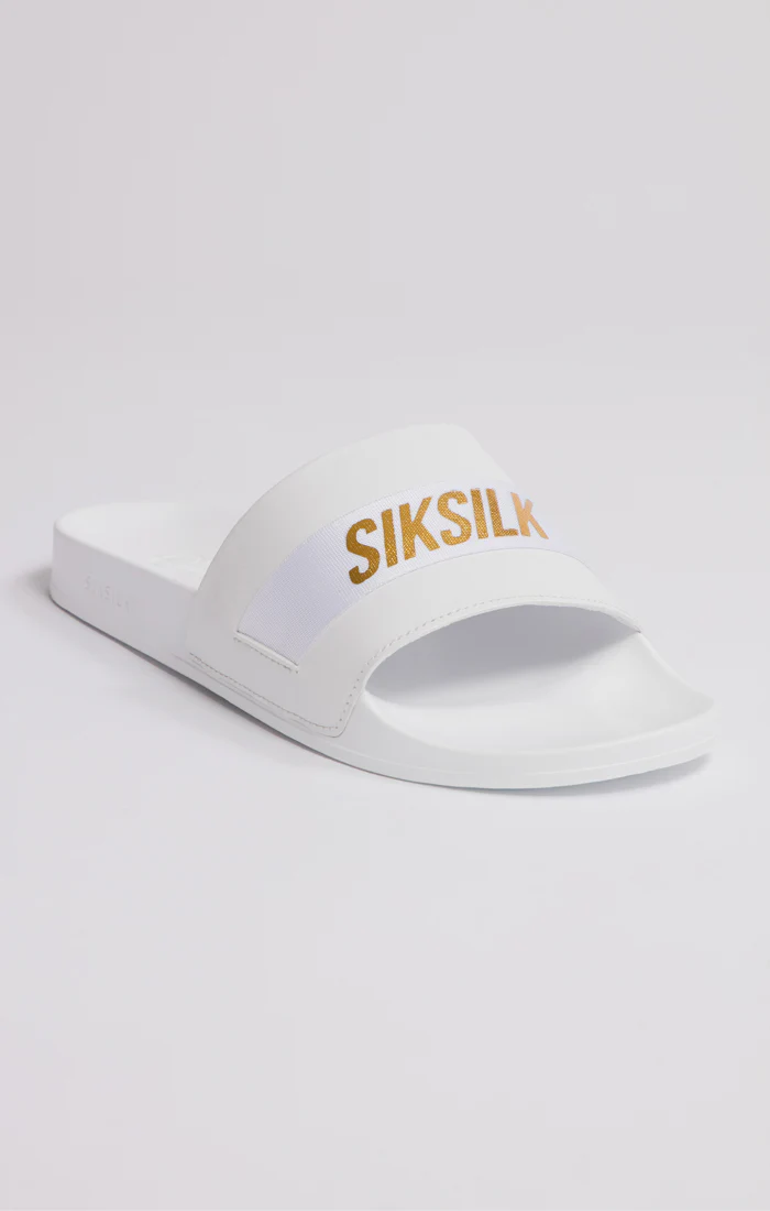 White Pool Slide With Gold Logo Strap - Image 3