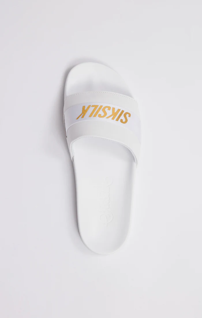 White Pool Slide With Gold Logo Strap - Image 4