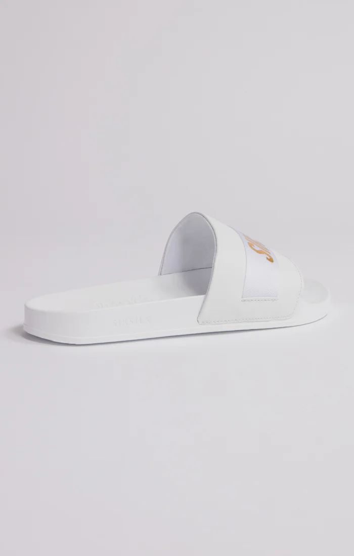 White Pool Slide With Gold Logo Strap - Image 5