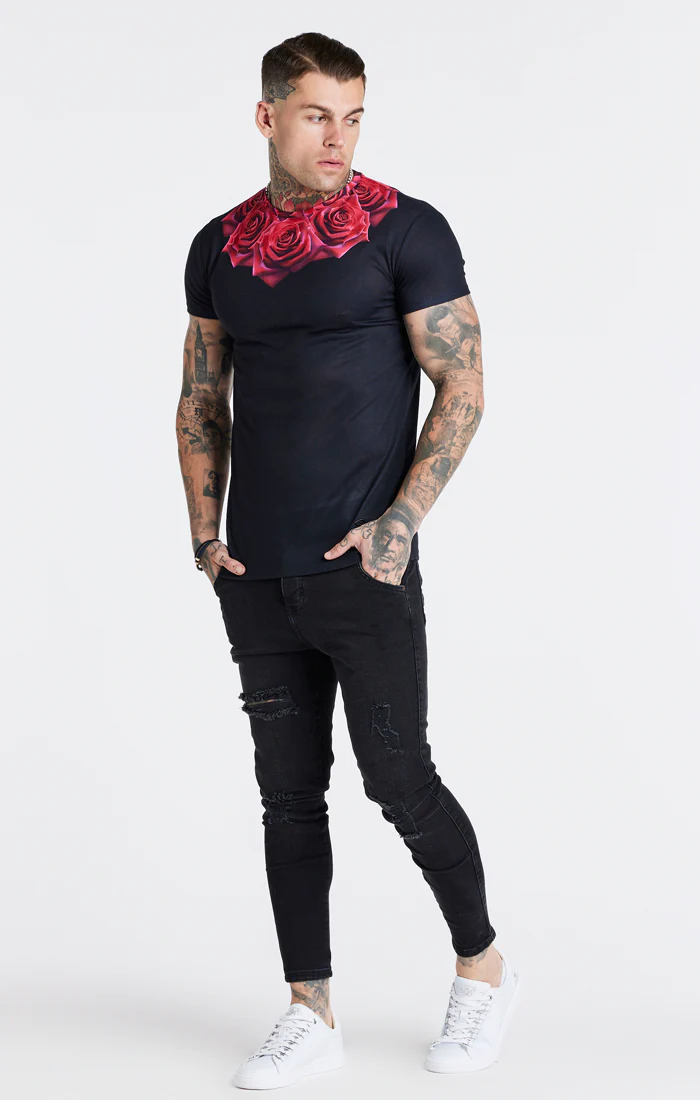 Black Rose Muscle Fit T-Shirt - Image 3
