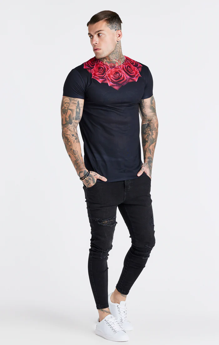 Black Rose Muscle Fit T-Shirt - Image 4