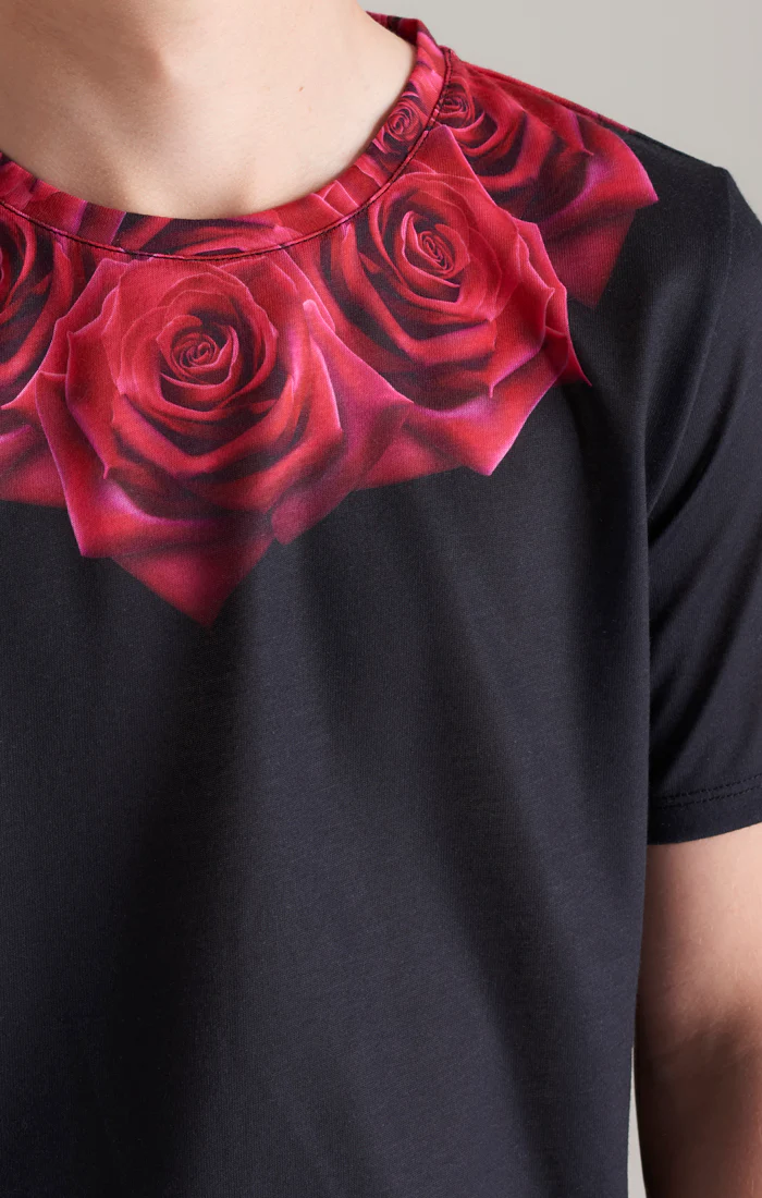 Boys Black Rose T-Shirt - Image 3