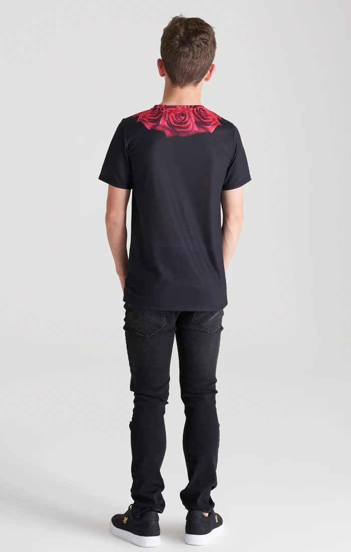 Boys Black Rose T-Shirt - Image 6