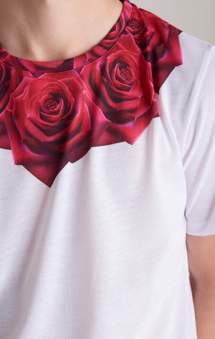Boys White Rose T-Shirt - Image 6