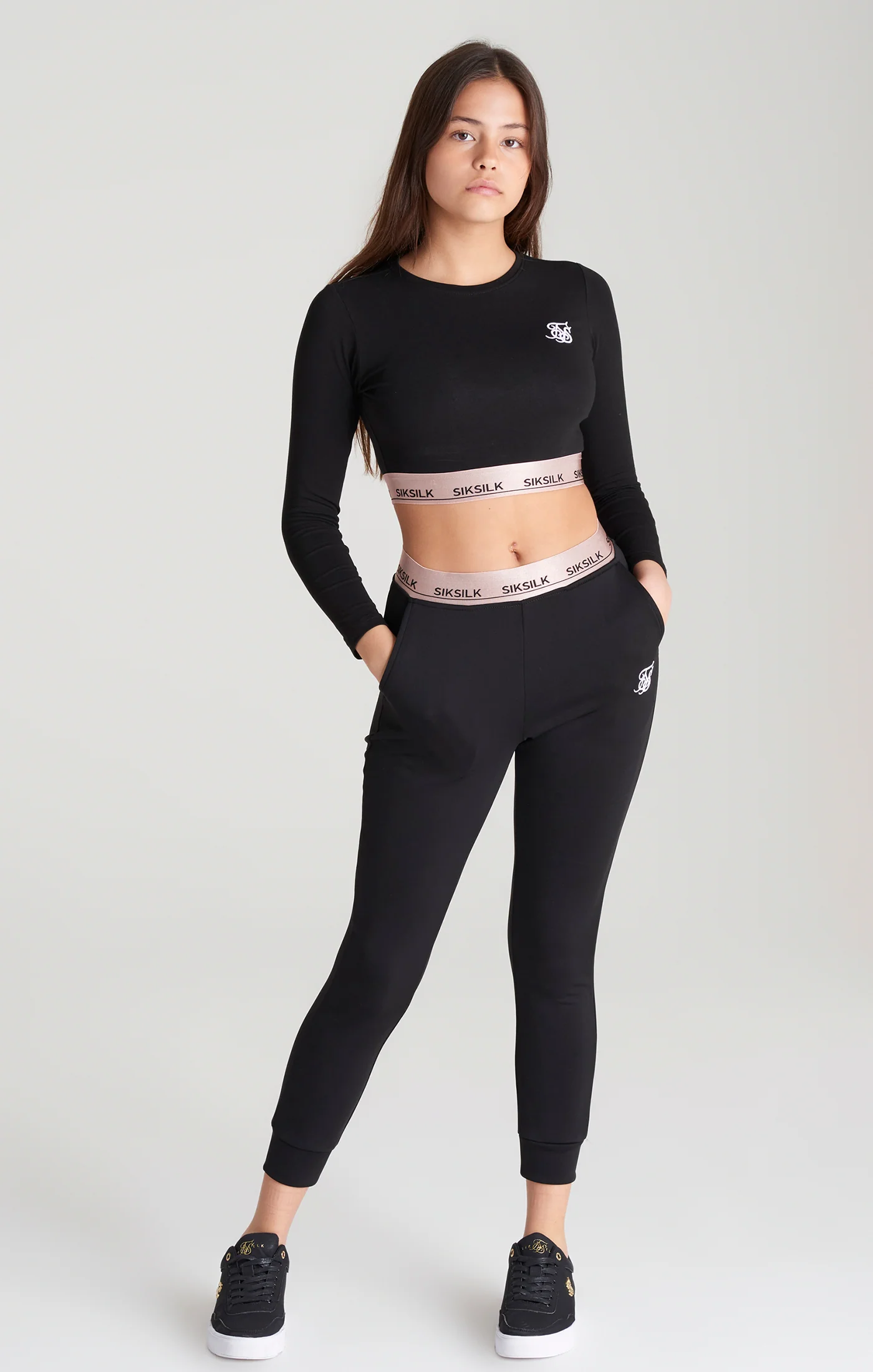 Girls Black Taped Track Pant - Image 4
