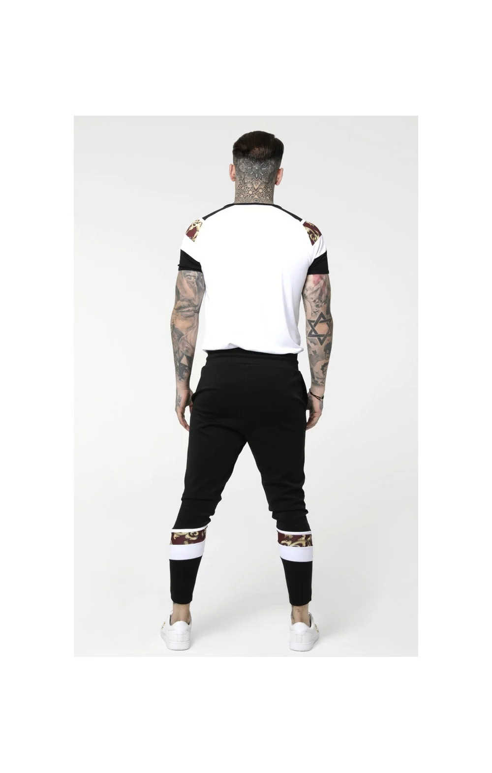 SikSilk Royal Venetian Sprint Tee - White,Black & Deep Red - Image 6