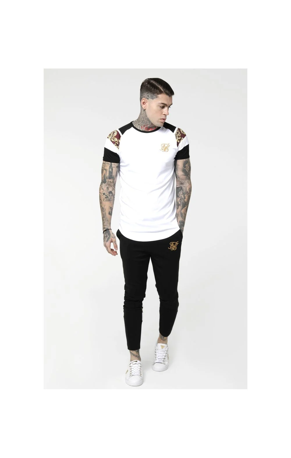 SikSilk Royal Venetian Sprint Tracksuit Pants – Black & Deep Red - Image 2