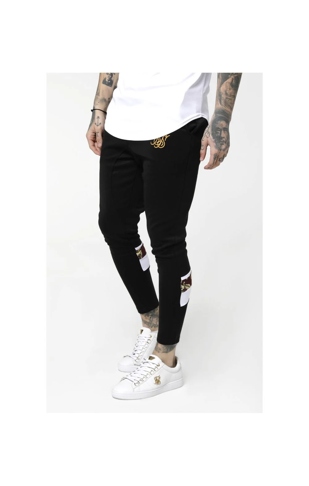 SikSilk Royal Venetian Sprint Tracksuit Pants – Black & Deep Red - Image 3