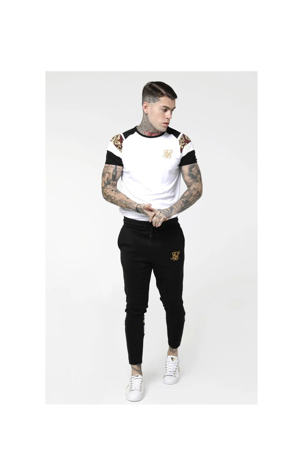 SikSilk Royal Venetian Sprint Tracksuit Pants – Black & Deep Red - Image 4